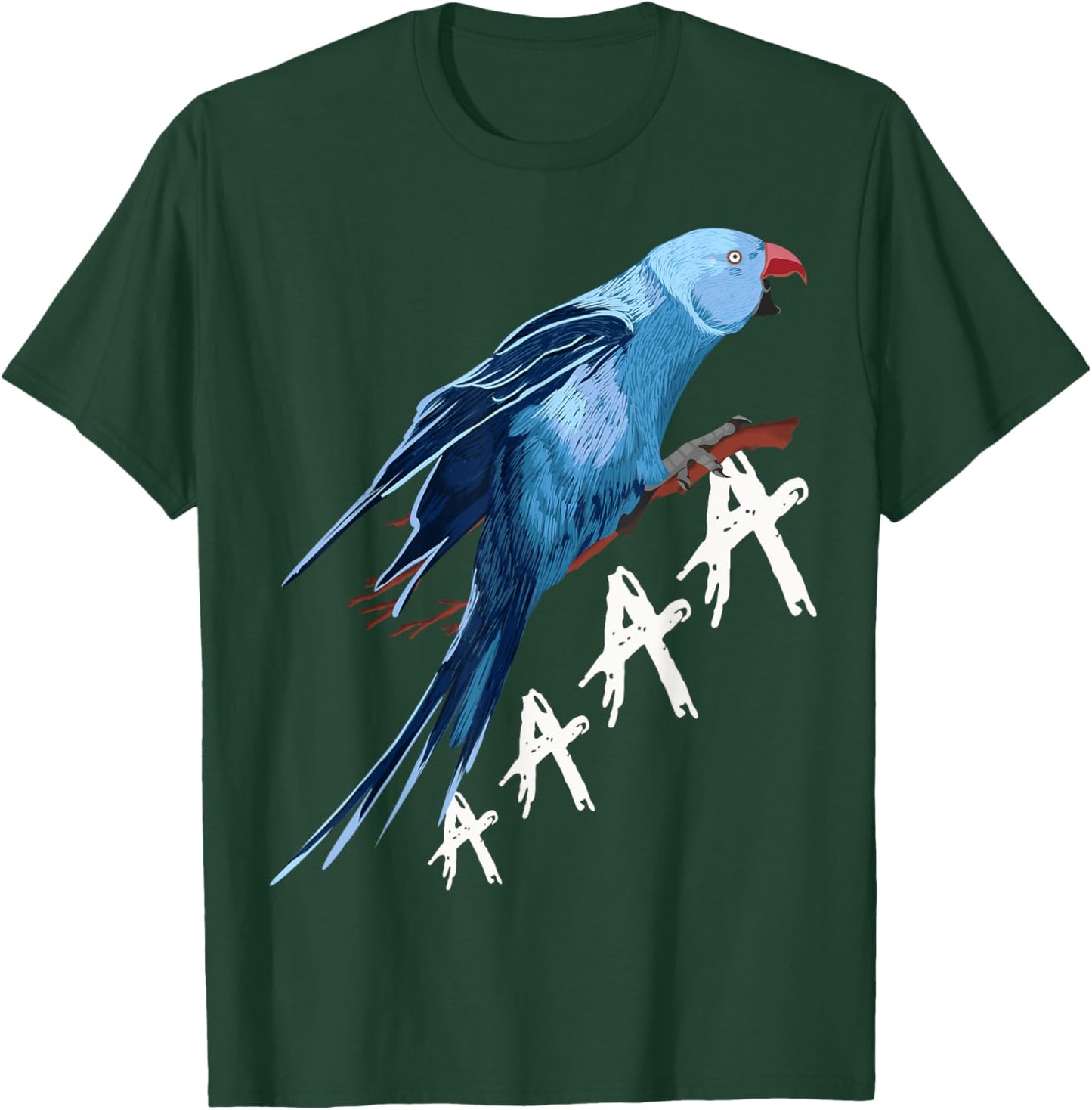 Cute Indian Ringneck Screaming Parakeet Bird - Black, -Adults, Small, Short Sleeve, Modern Classic, Round Neck, Cotton 60% Polyester 40% T-Shirt - T-Shirt | Forest