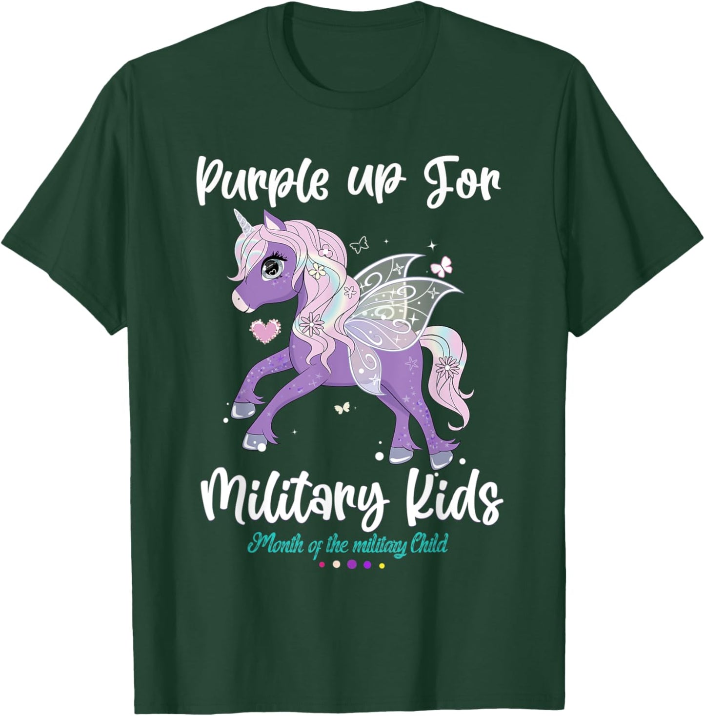 Unicorn Purple up Day For military kids CHILD Purple Up 2022 T-Shirt - T-Shirt | Forest