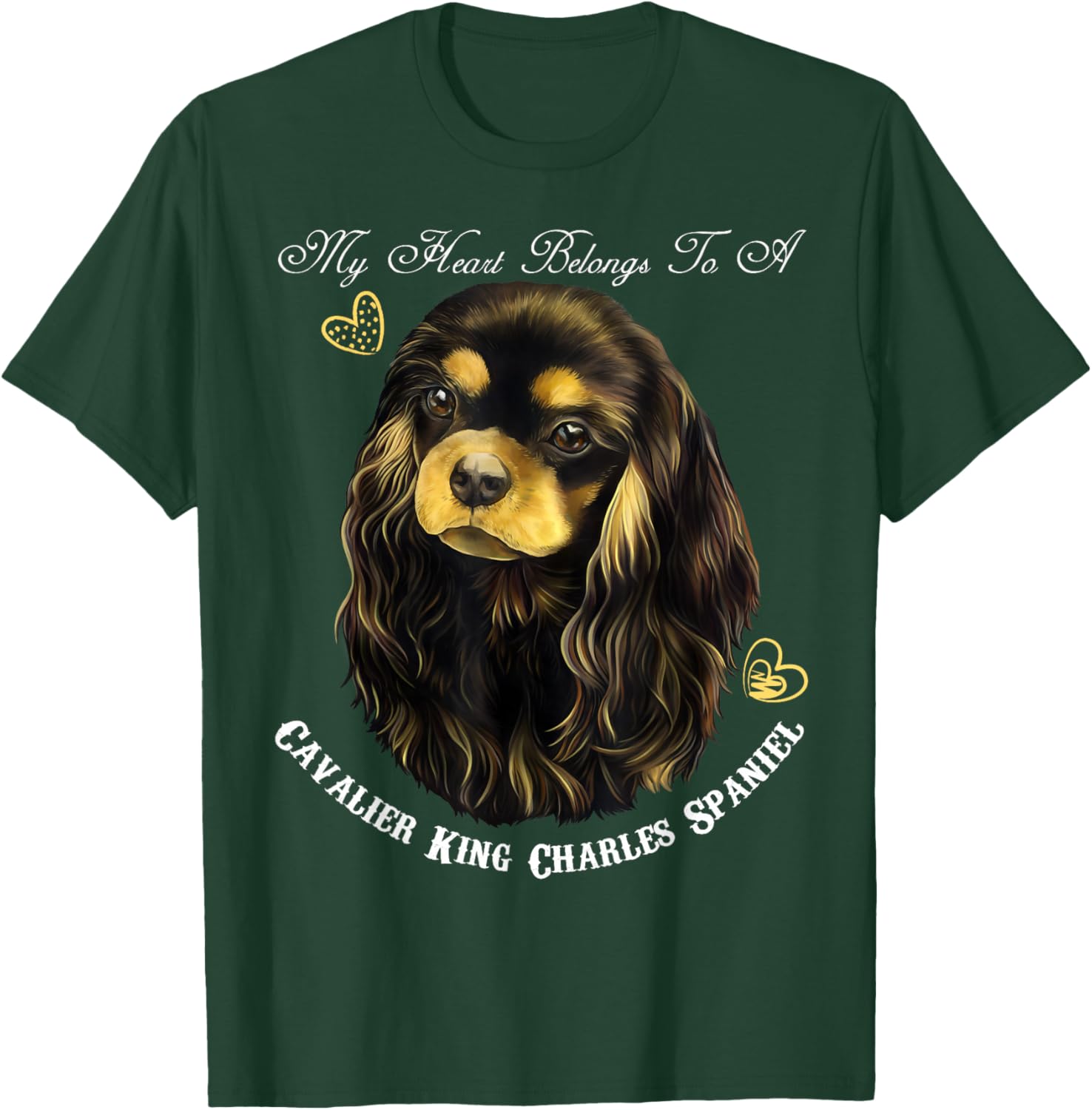 King Charles Spaniel, Black Tan Cavalier Spaniel T-Shirt - T-Shirt | Forest
