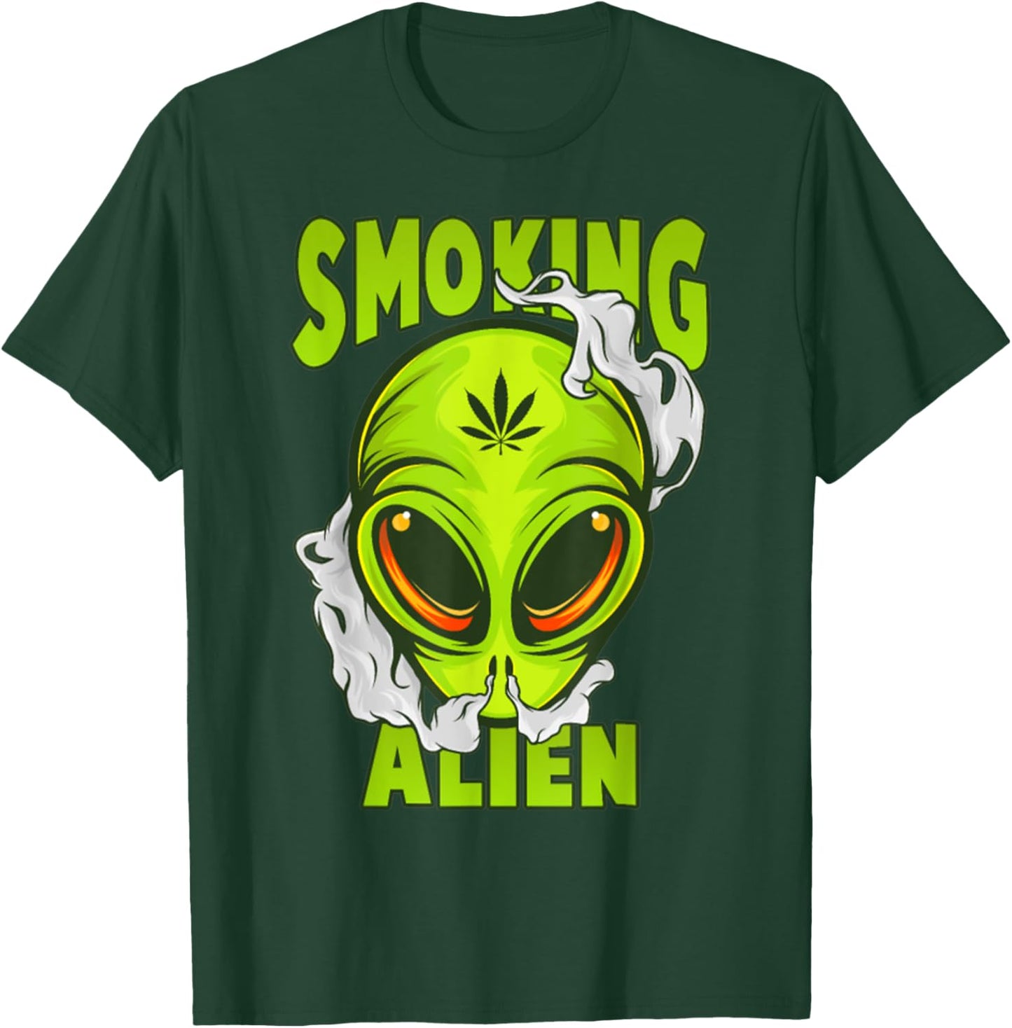 Smoking Alien Cannabis Marijuana Weed Lover Funny Stoner T-Shirt - T-Shirt | Forest