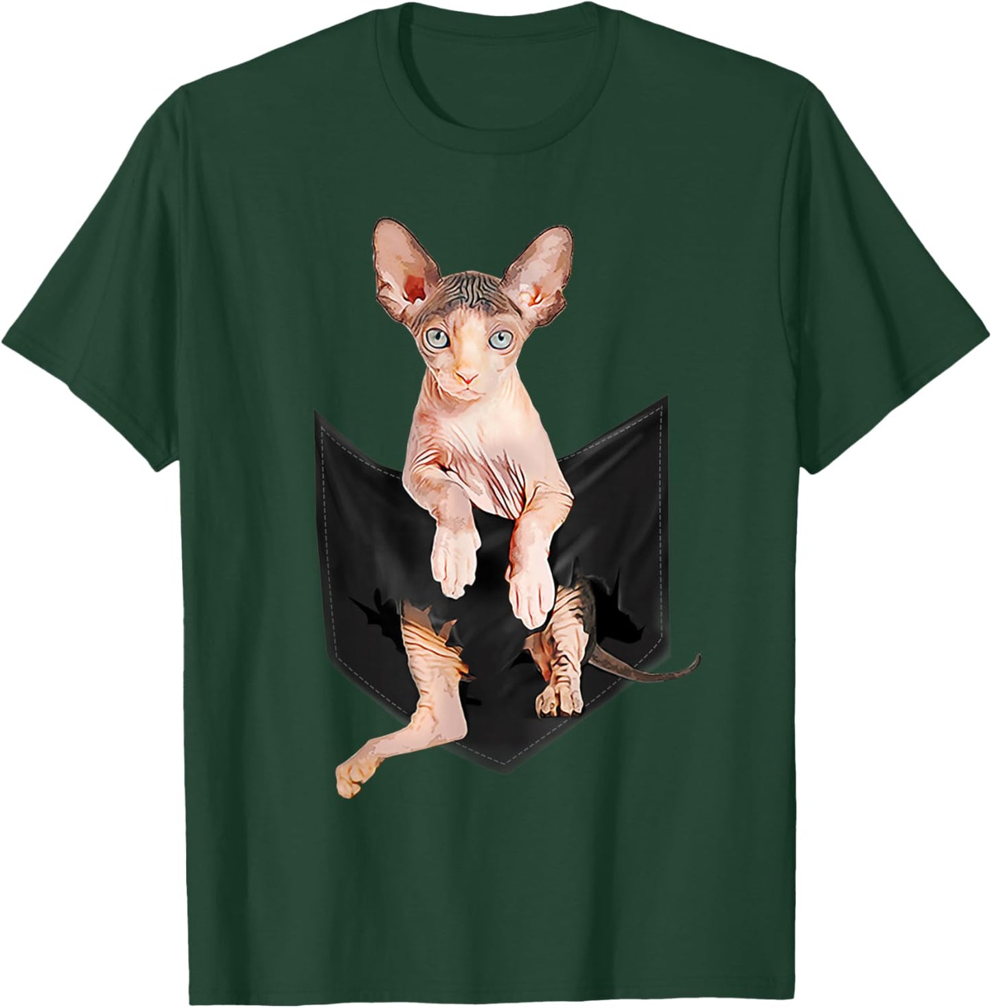Sphynx Cat in Pocket Cats Shirt Gifts T-Shirt - T-Shirt | Forest