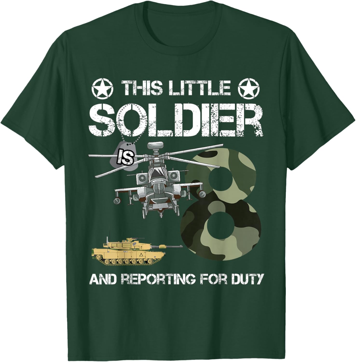 8 Year Old Soldier Camo Army Birthday Themed Military Family T-Shirt - T-Shirt | Forest