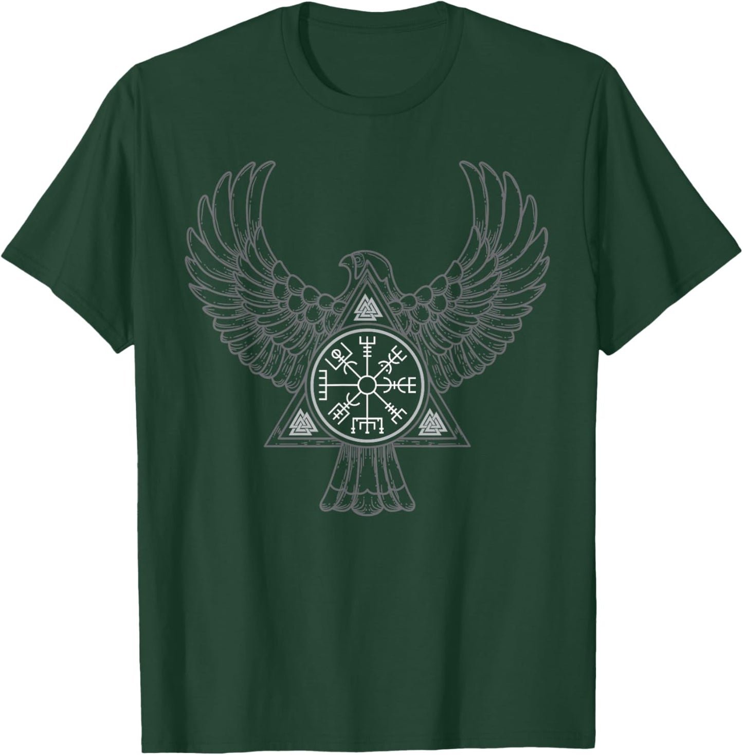 Retro Raven Celtic Viking Vegvisir Compass Viking T-Shirt - T-Shirt | Forest
