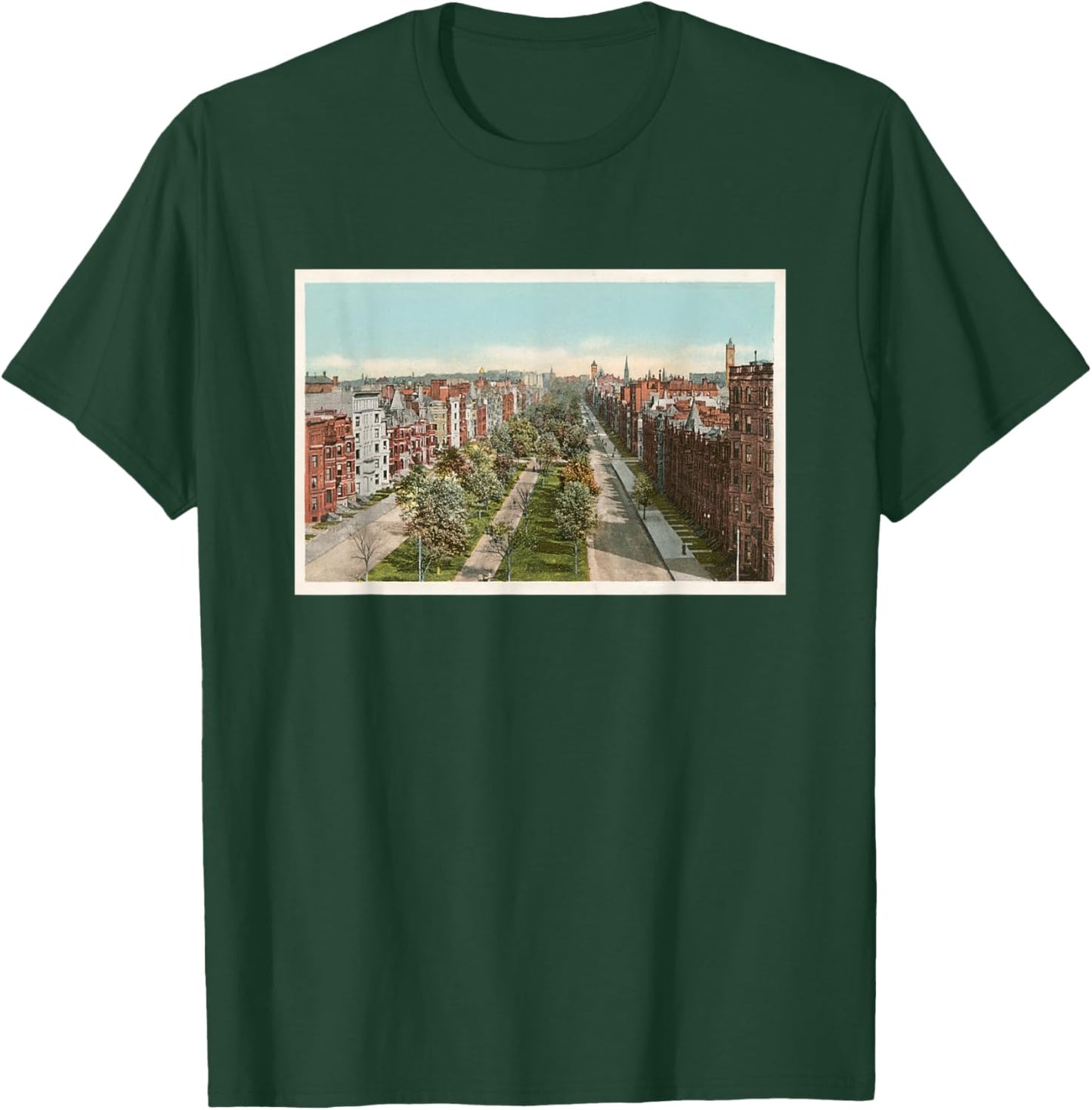 Boston Commonwealth Ave Illustration (1904) T-Shirt - T-Shirt | Forest