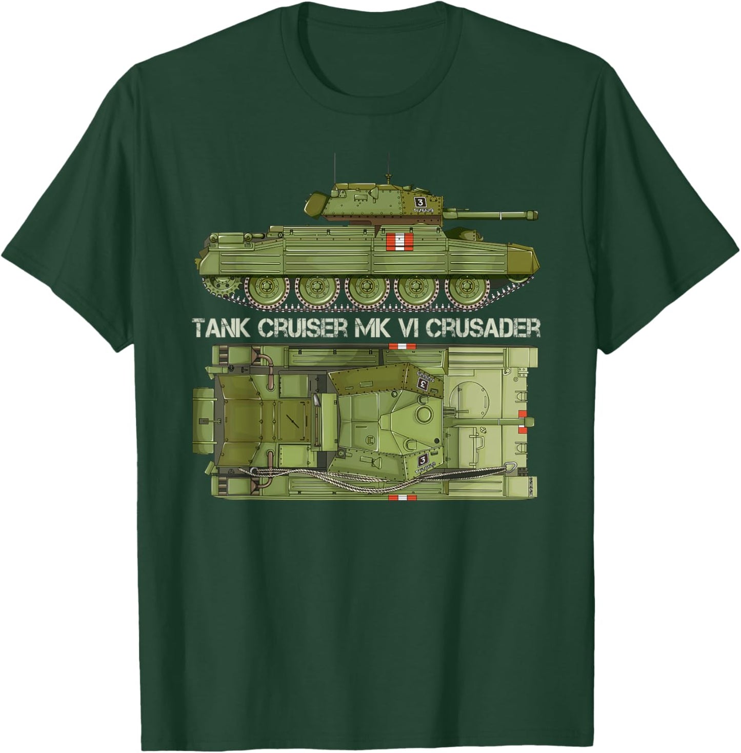 Tank Cruiser Mk VI Crusader British WW2 Diagram T-Shirt - T-Shirt | Forest
