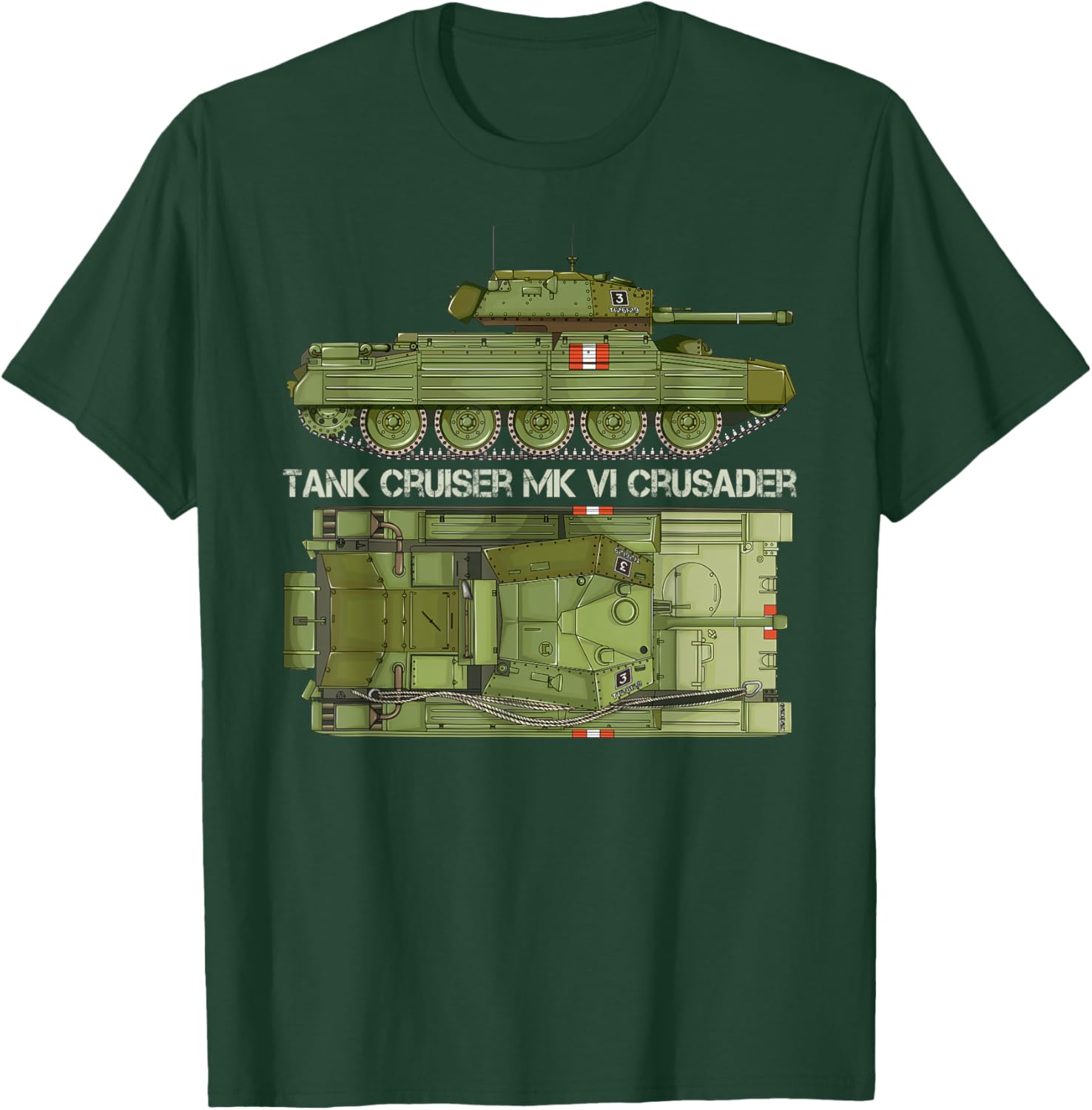 Tank Cruiser Mk VI Crusader British WW2 Diagram T-Shirt - T-Shirt | Forest