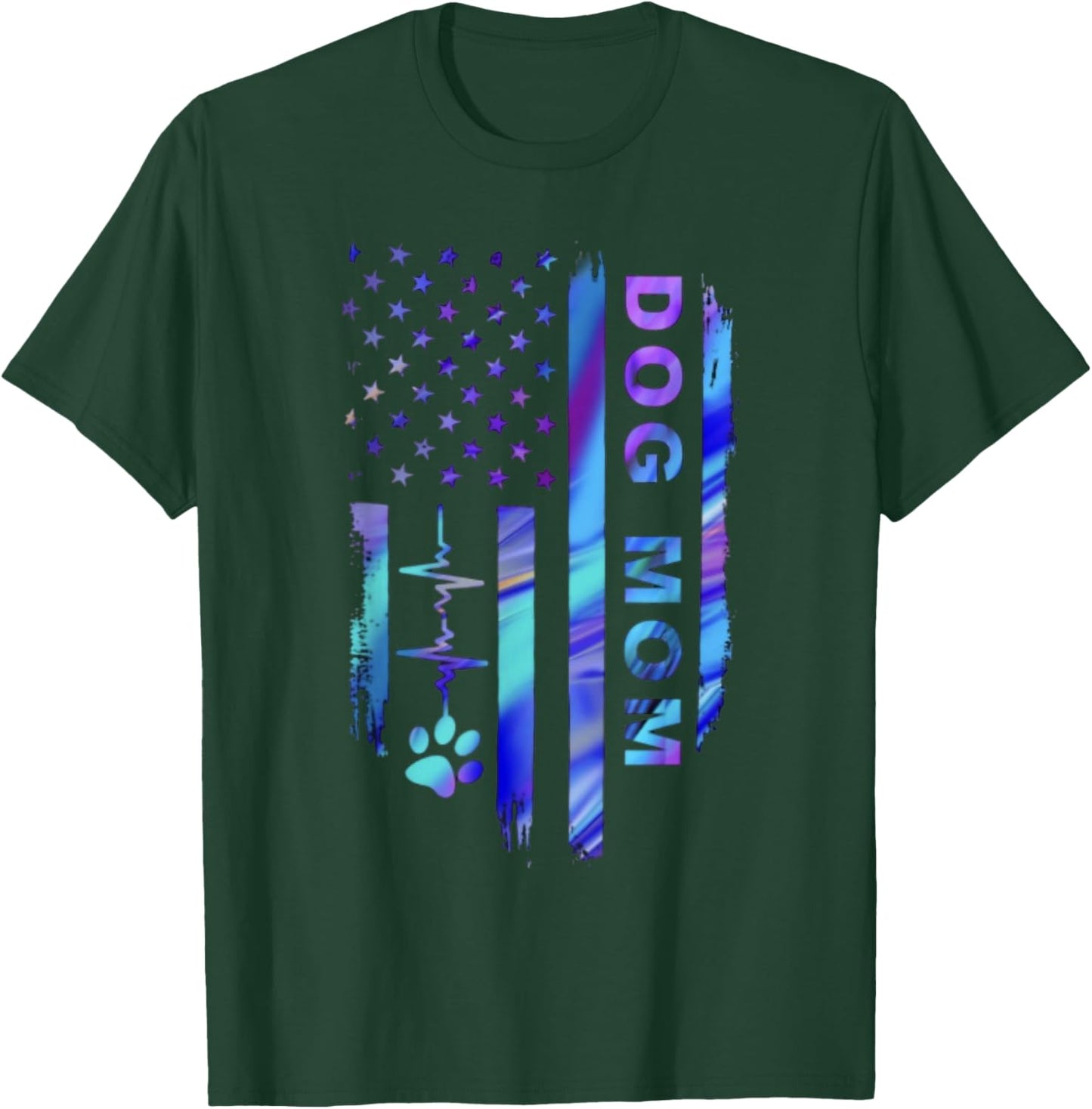 Dog Mom America Flag Color Women T-Shirt - T-Shirt | Forest
