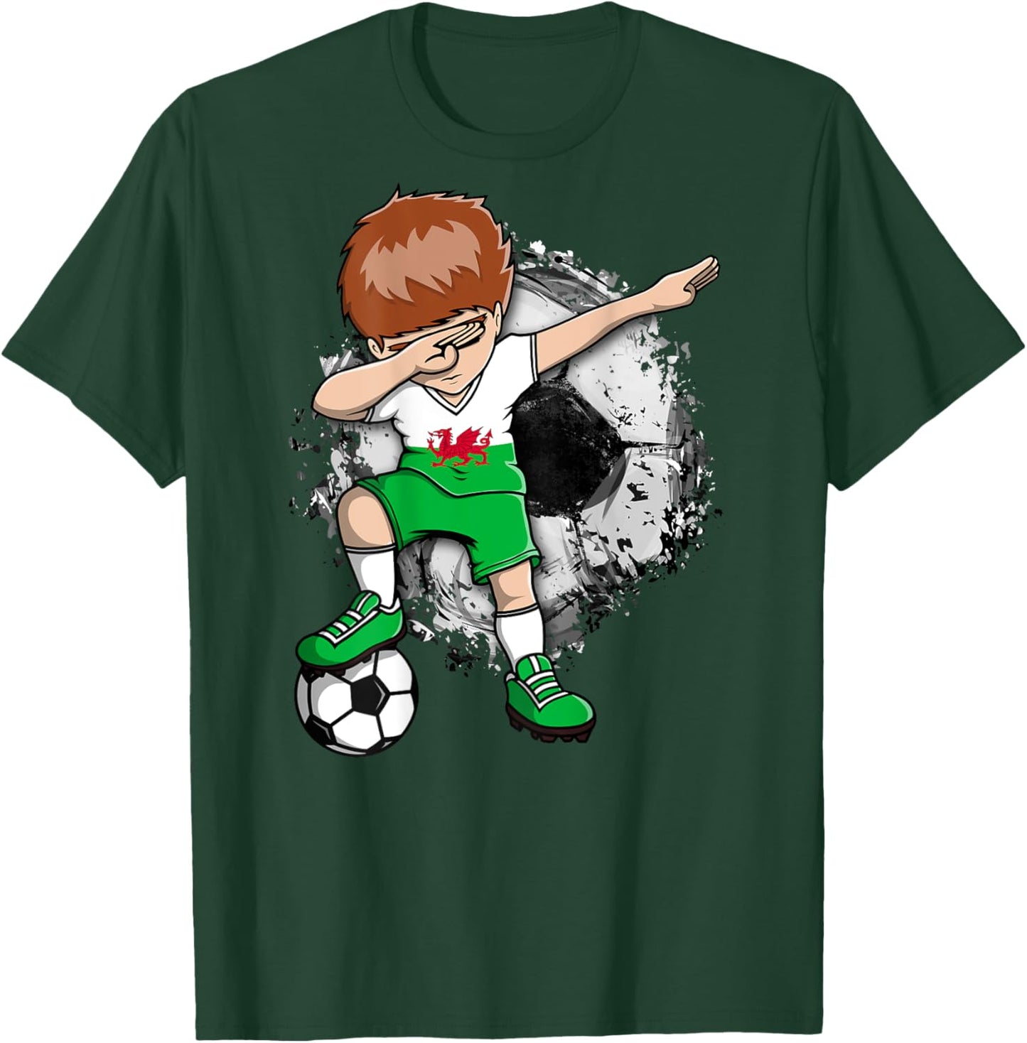 Dabbing Soccer Boy - Wales Jersey Welsh Football Lover Sport T-Shirt - T-Shirt | Forest