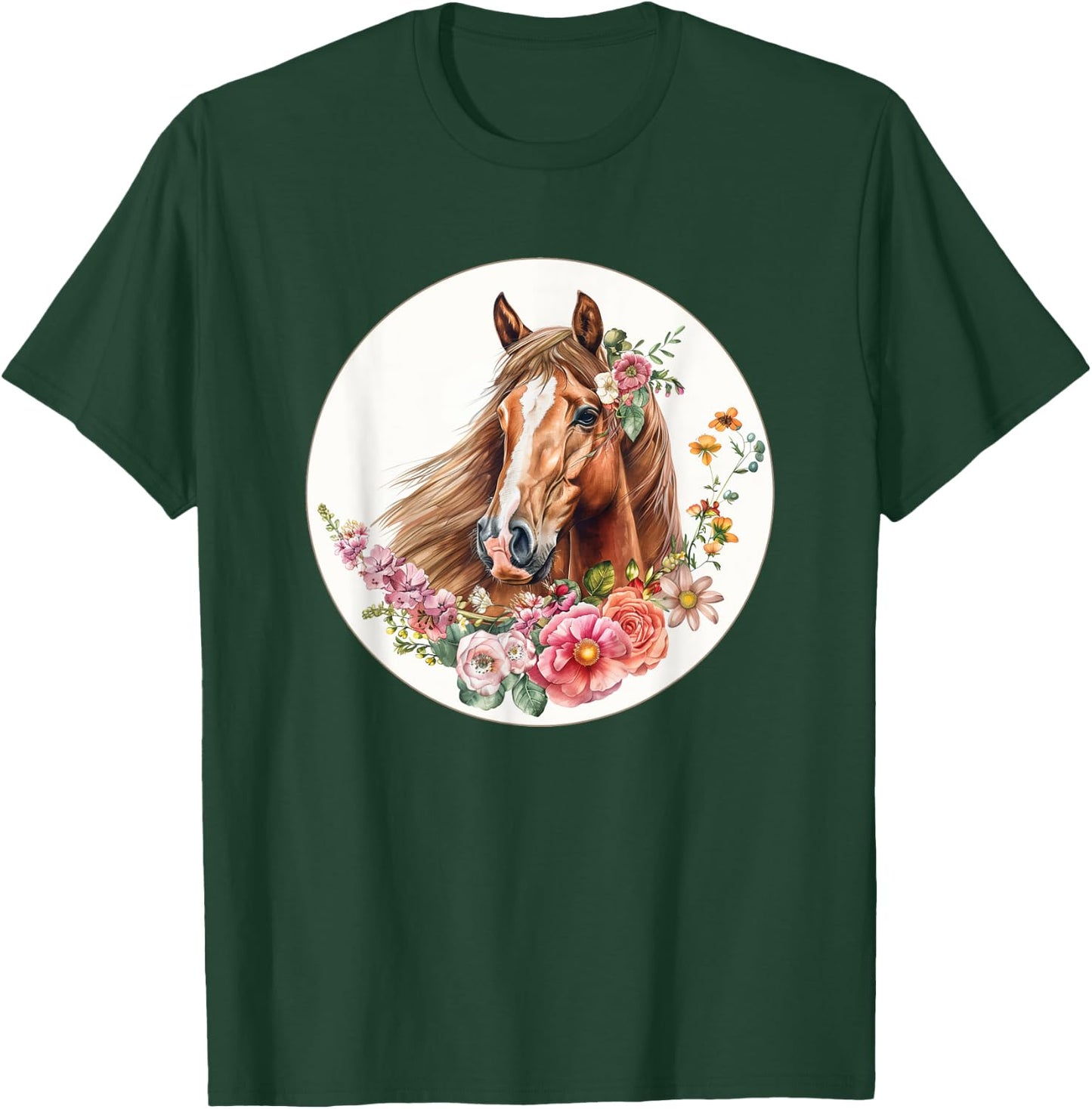 Flower Horse Equestrian Riding T-Shirt - T-Shirt | Forest