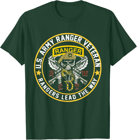US Army Ranger Veteran Rangers Lead The Way T-Shirt - T-Shirt | Forest