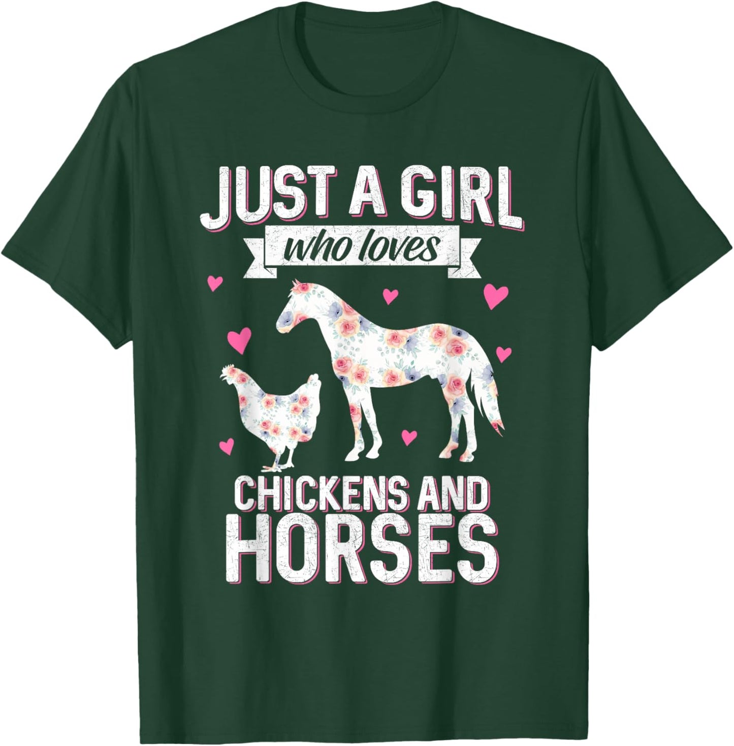 Just A Girl Who Loves Chickens Horse Lover Women Farmer T-Shirt - T-Shirt | Forest