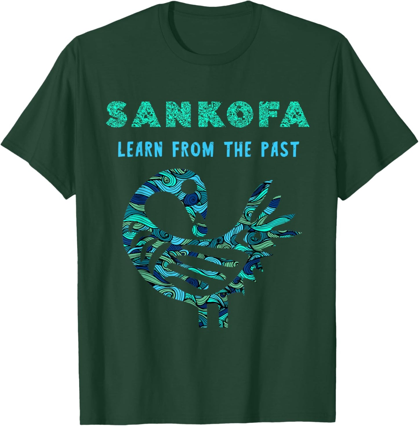 Sankofa Learn From The Past African Bird Pattern T-Shirt - T-Shirt | Forest