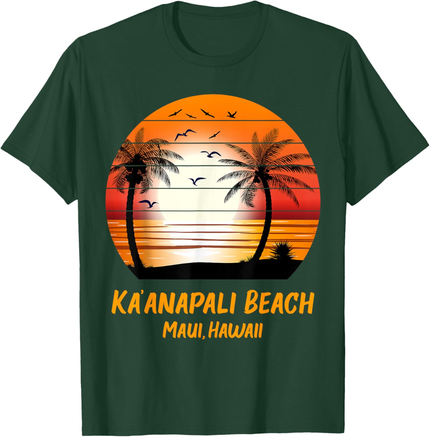 Ka’anapali Beach Maui Hawaii Vintage Sunset Kaanapali Retro Men Women Kids T-Shirt - T-Shirt | Forest