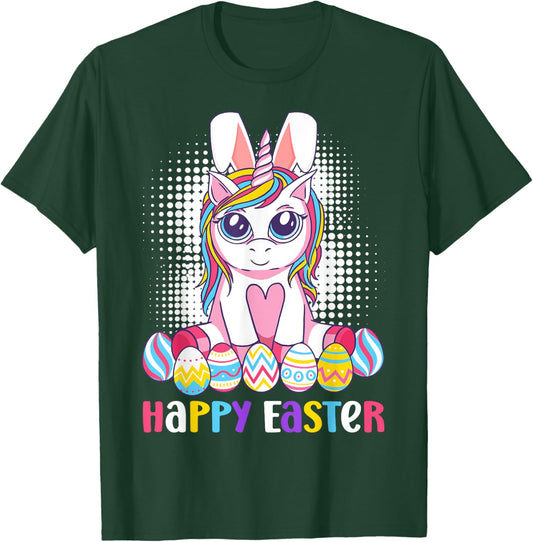 Easter Unicorn Shirt Bunny Boys Girls Kids Happy Easter T-Shirt - T-Shirt | Forest