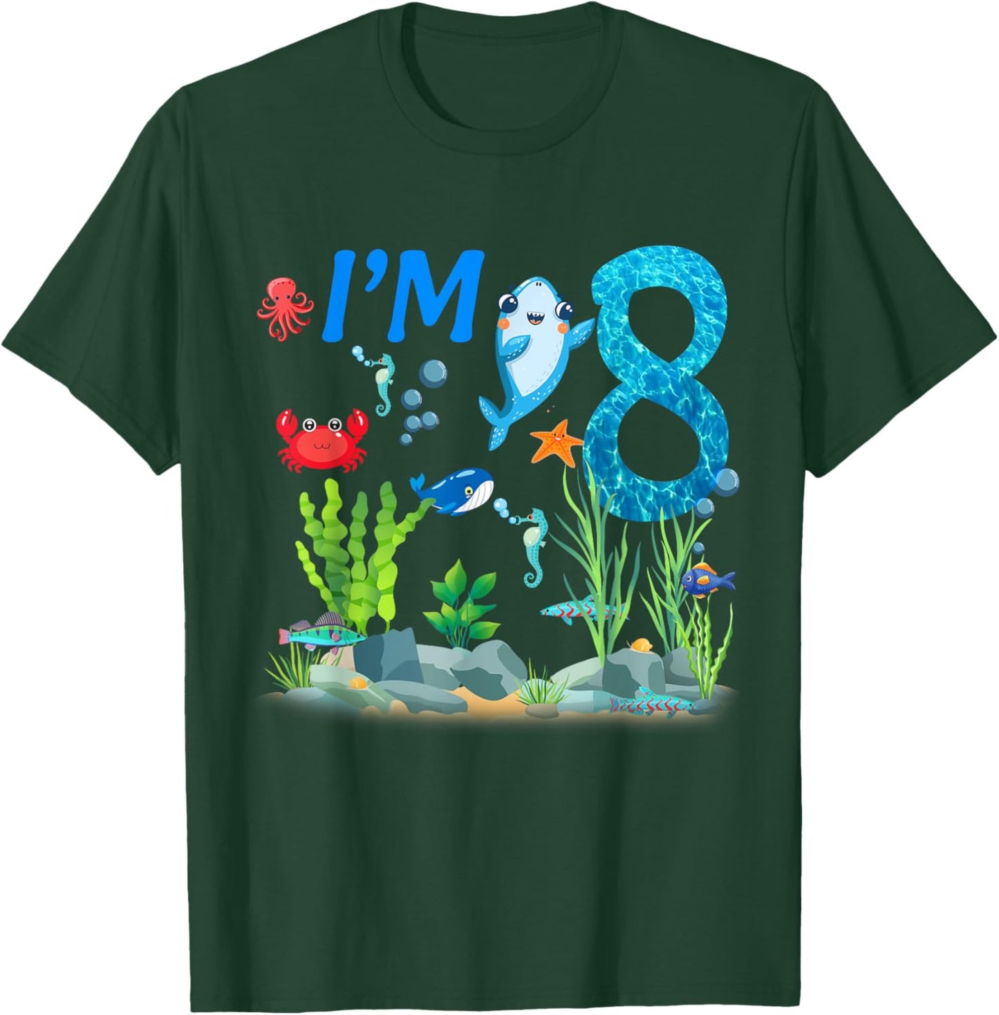 8 Year Old Ocean themed birthday Under the sea 8th birthday T-Shirt - T-Shirt | Forest