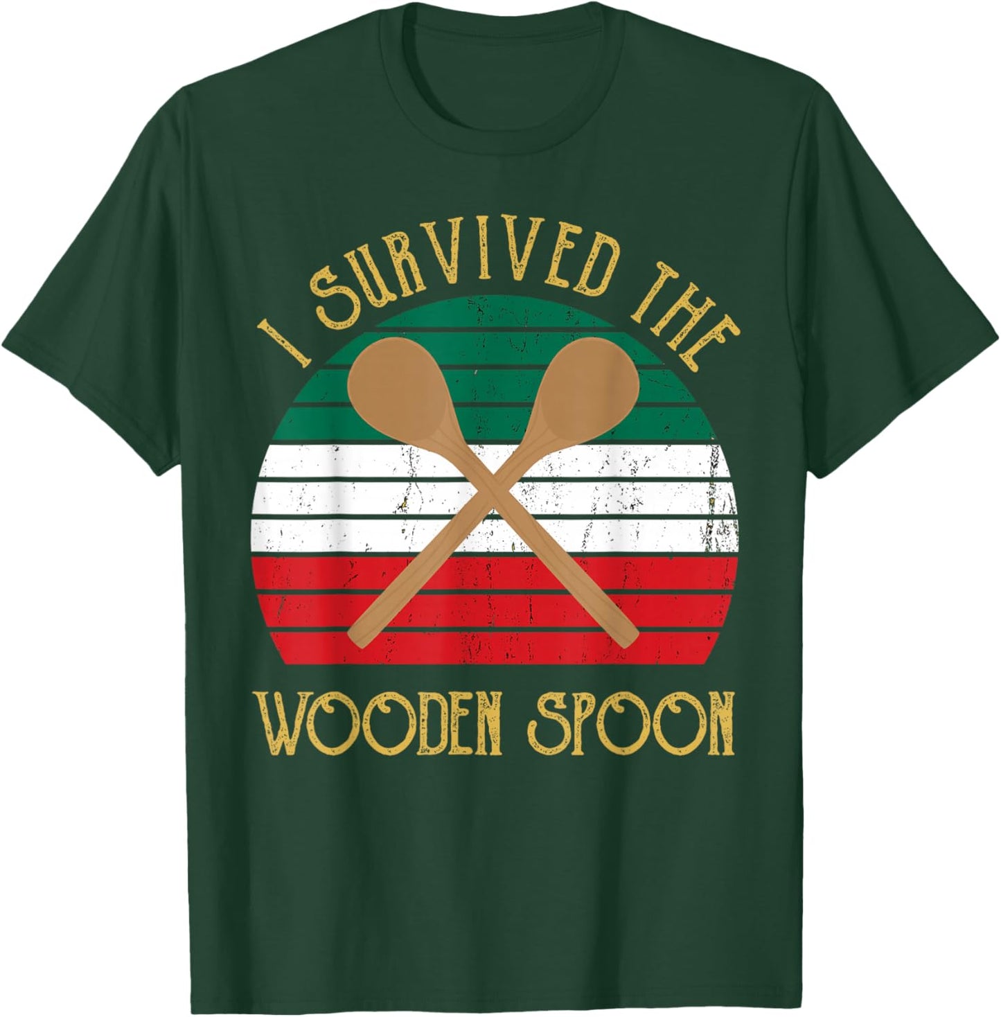 I Survived The Wooden Spoon Survivor Funny Italian Saying T-Shirt - T-Shirt | Forest