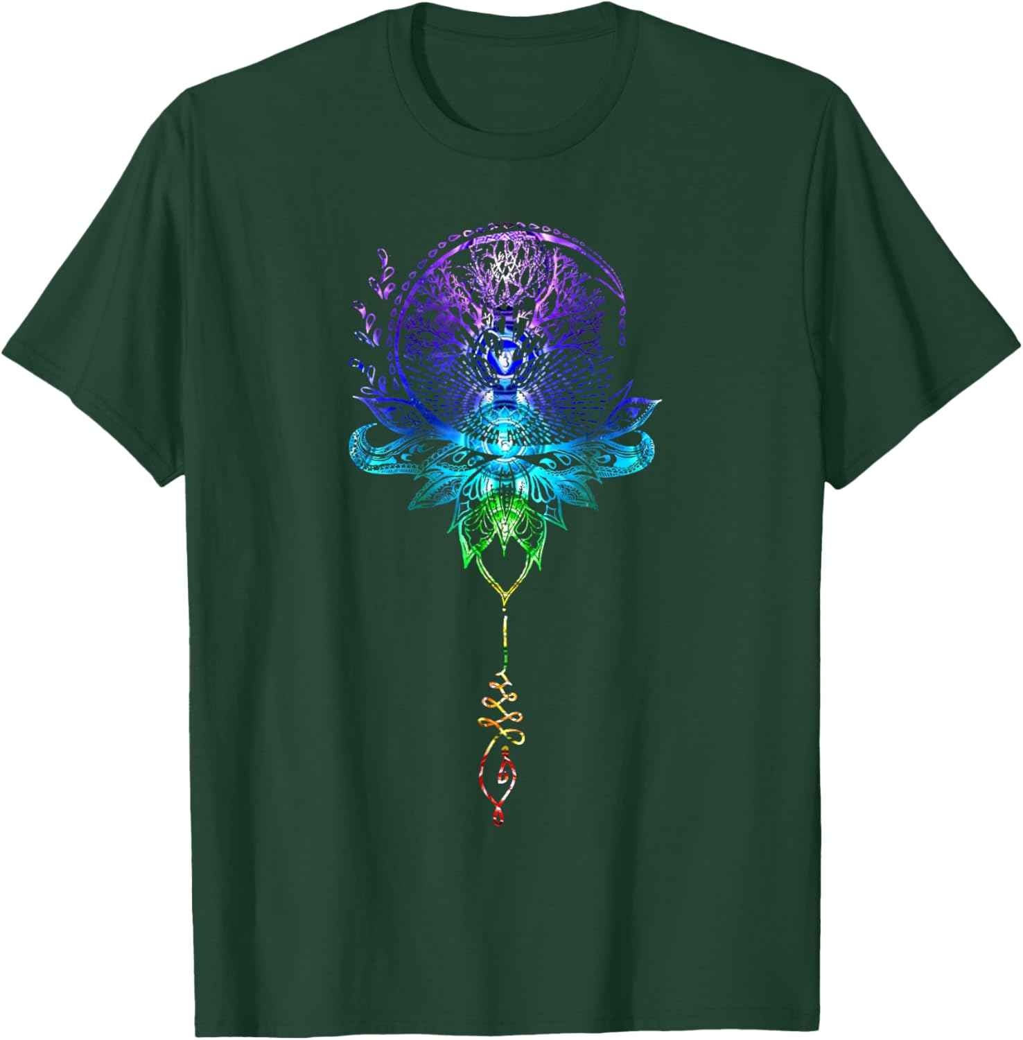 Mandala Lotus Unalome Tree of Life Chakra T-Shirt - T-Shirt | Forest