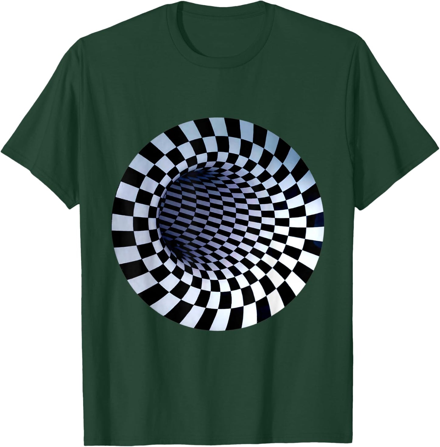 Hole Designs Women's Checkered Optical Illusion , Black, Small T-Shirt - T-Shirt | Forest