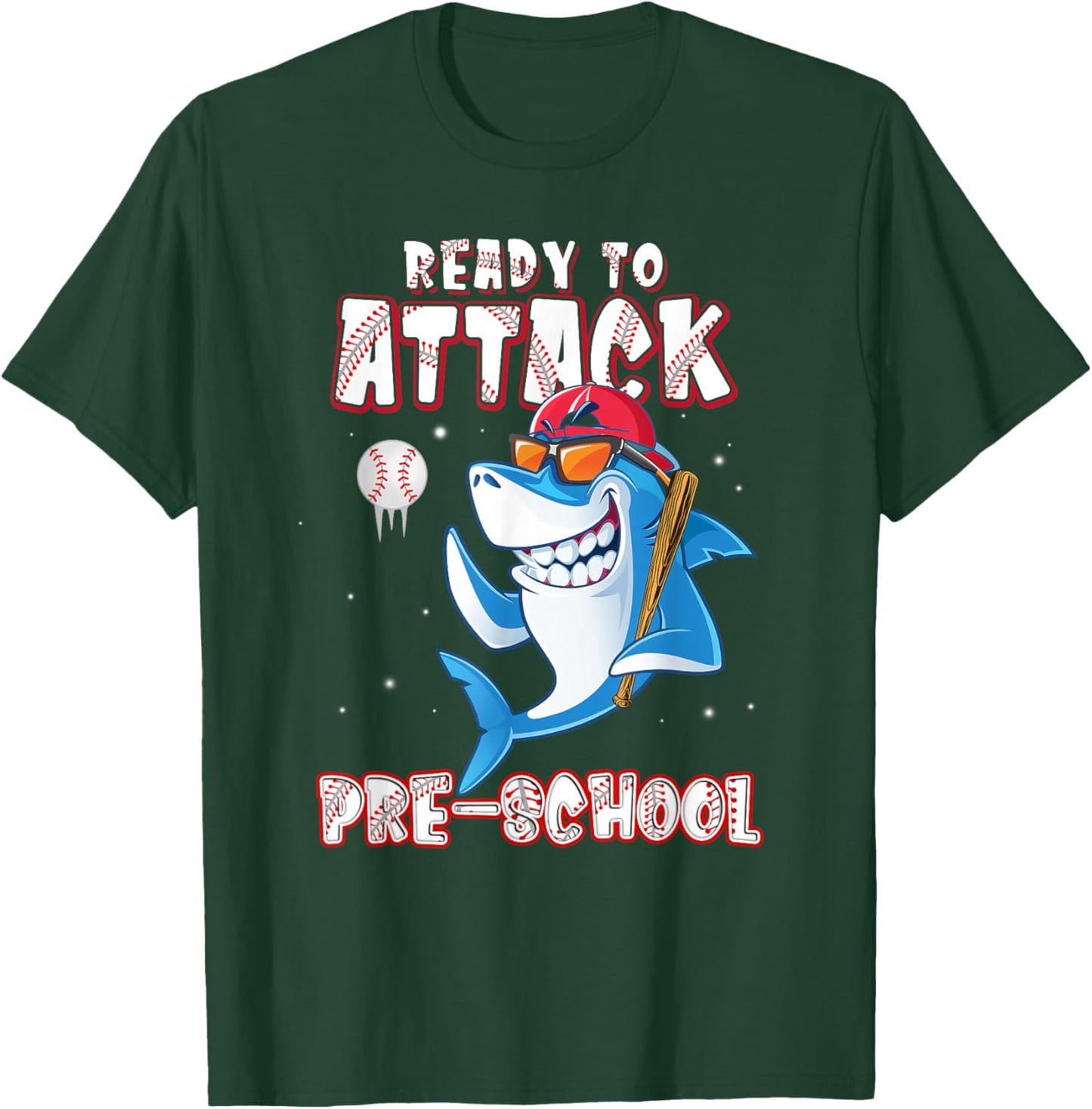 Ready To Attack Pre-School Shark Back to School T-Shirt - T-Shirt | Forest