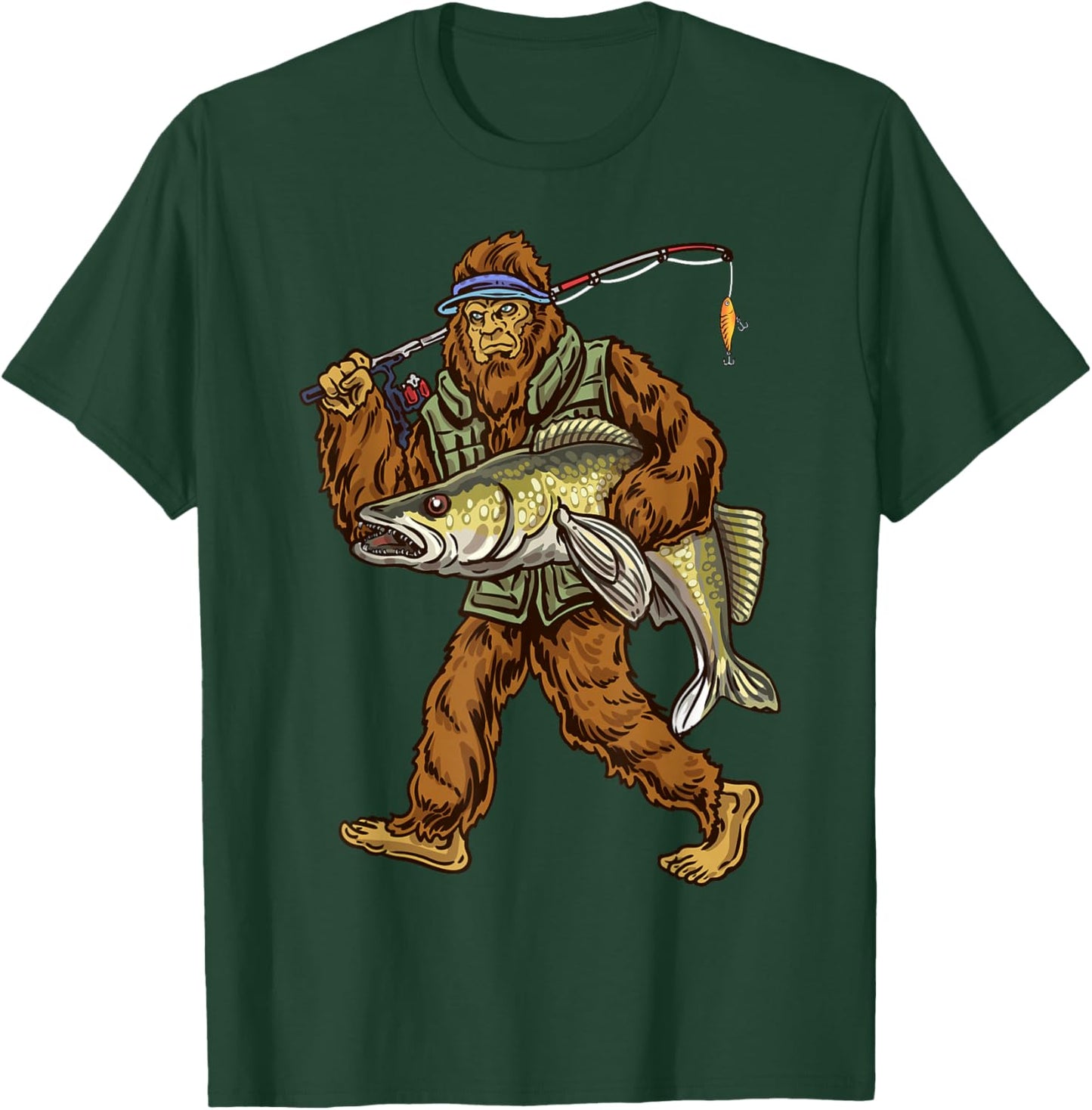 Walleye Fishing Sauger Hunting Bigfoot Fishermen T-Shirt - T-Shirt | Forest