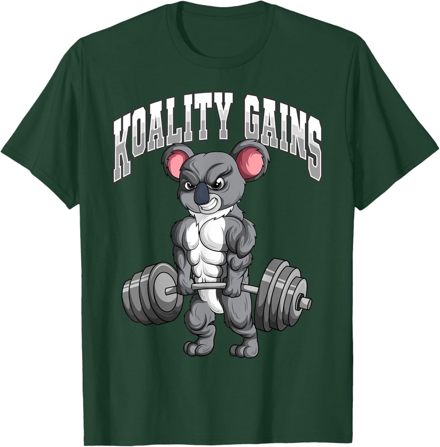 Koality Gains Fitness Gym Koala Bodybuilding T-Shirt - T-Shirt | Forest