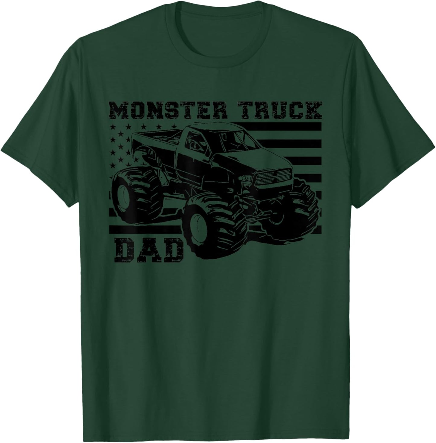 Patriotic Art Love USA Proud American Flag Monster Truck Dad T-Shirt - T-Shirt | Forest