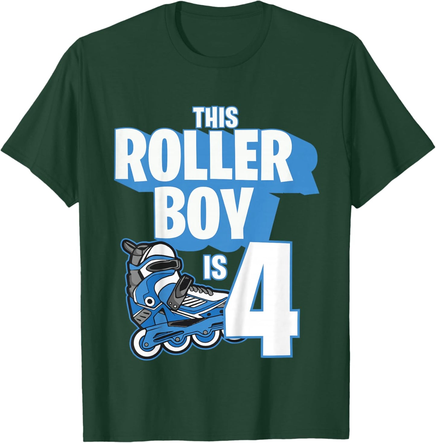 4 Year Old Birthday Rollerblading Skating Blue Kids Boy 4th T-Shirt - T-Shirt | Forest