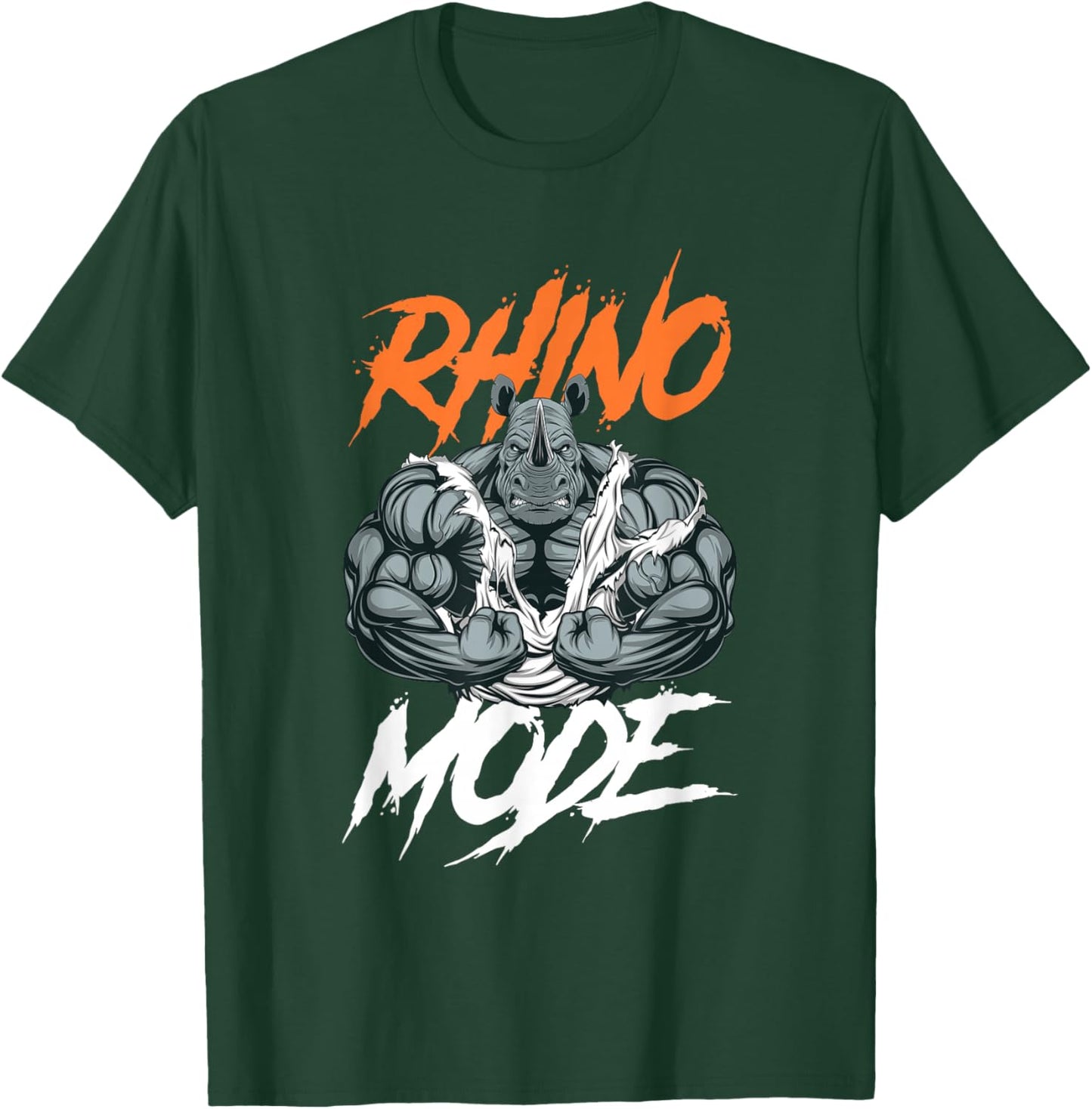 Funny Strong Rhino With Big Biceps Rhino Mode For Gym Lover T-Shirt - T-Shirt | Forest