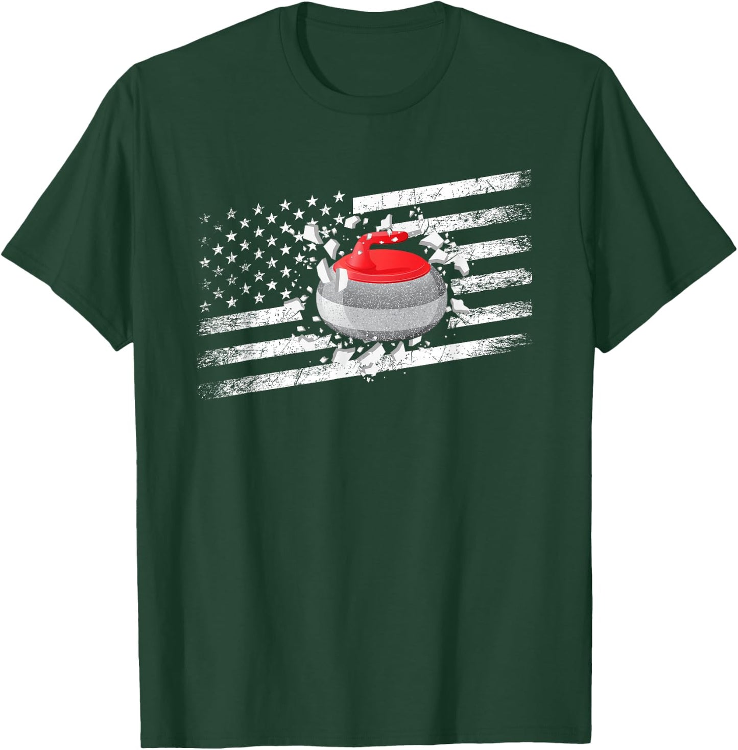 Curling Player Winter Sports Graphic Design - Curling T-Shirt - T-Shirt | Forest