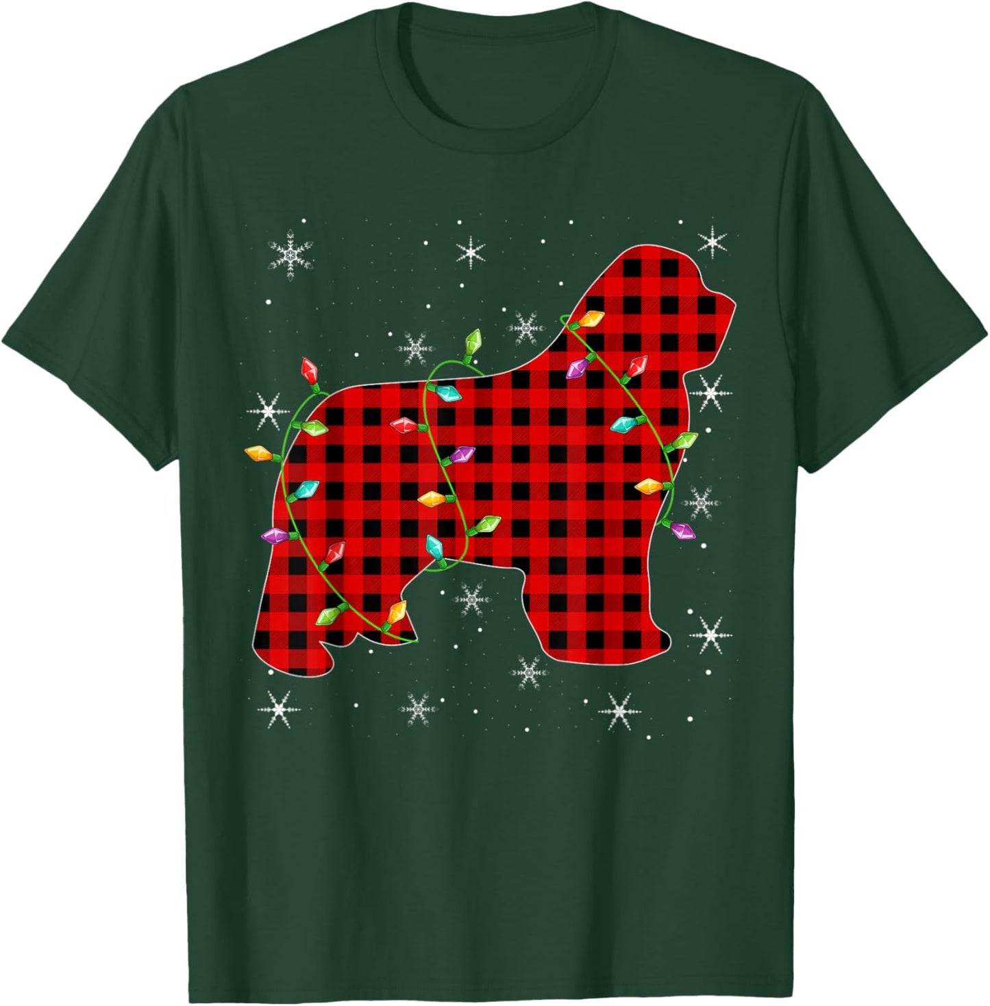 Buffalo Plaid Matching Newfoundland Dog Christmas Pajama Men Women Kids T-Shirt - T-Shirt | Forest