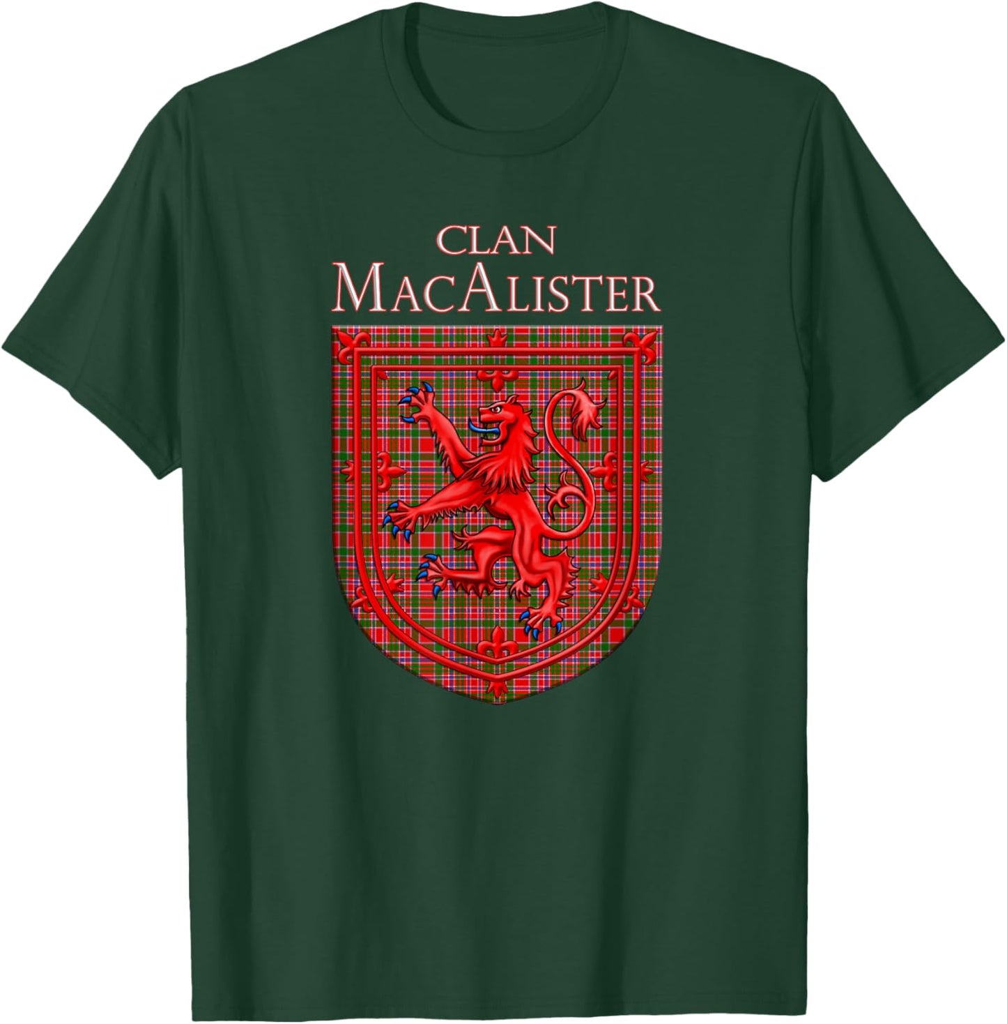 MacAlister Tartan Scottish Plaid Lion Rampant T-Shirt - T-Shirt | Forest