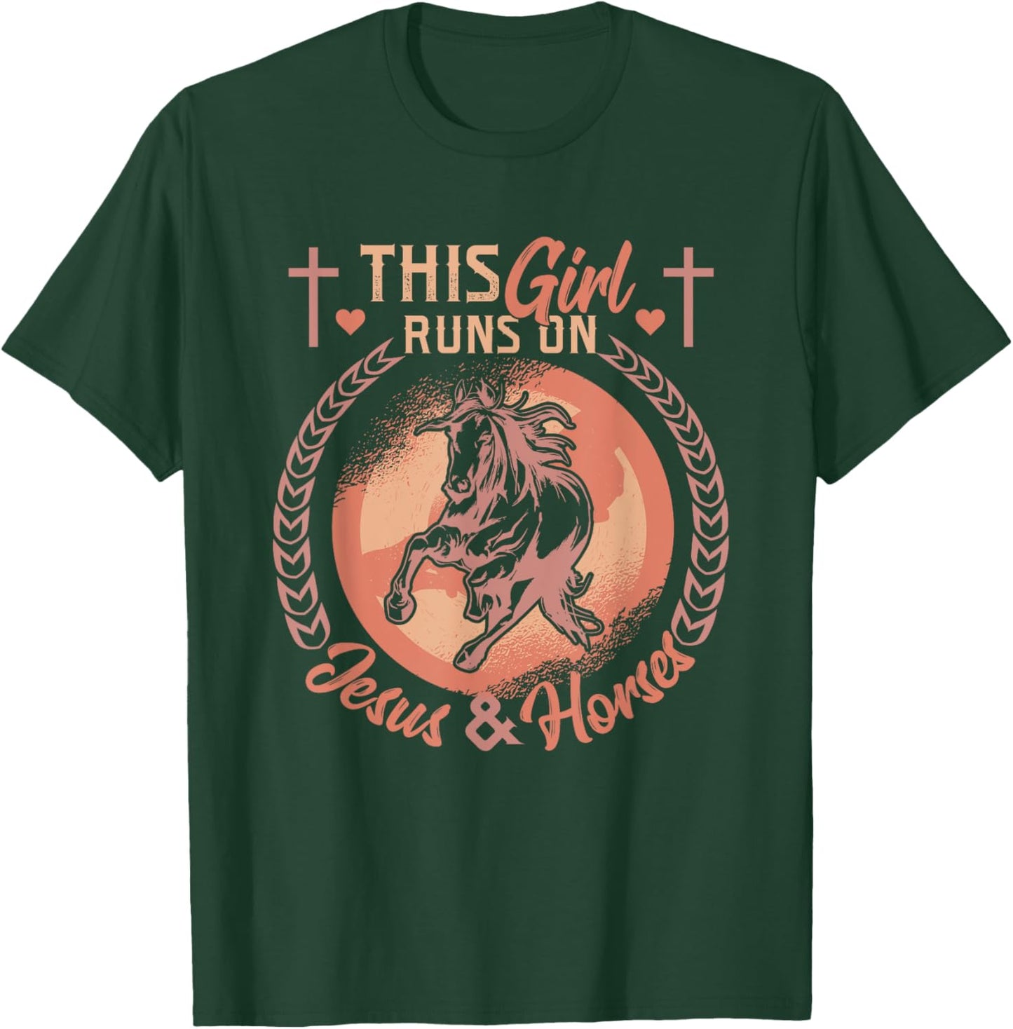 This Girl Runs On Jesus And Horses Jesus And Horses T-Shirt - T-Shirt | Forest