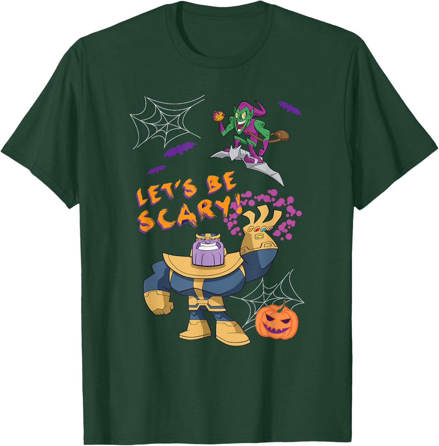 Marvel Studios Thanos Green Goblin Halloween Pumpkin Webs T-Shirt - T-Shirt | Forest