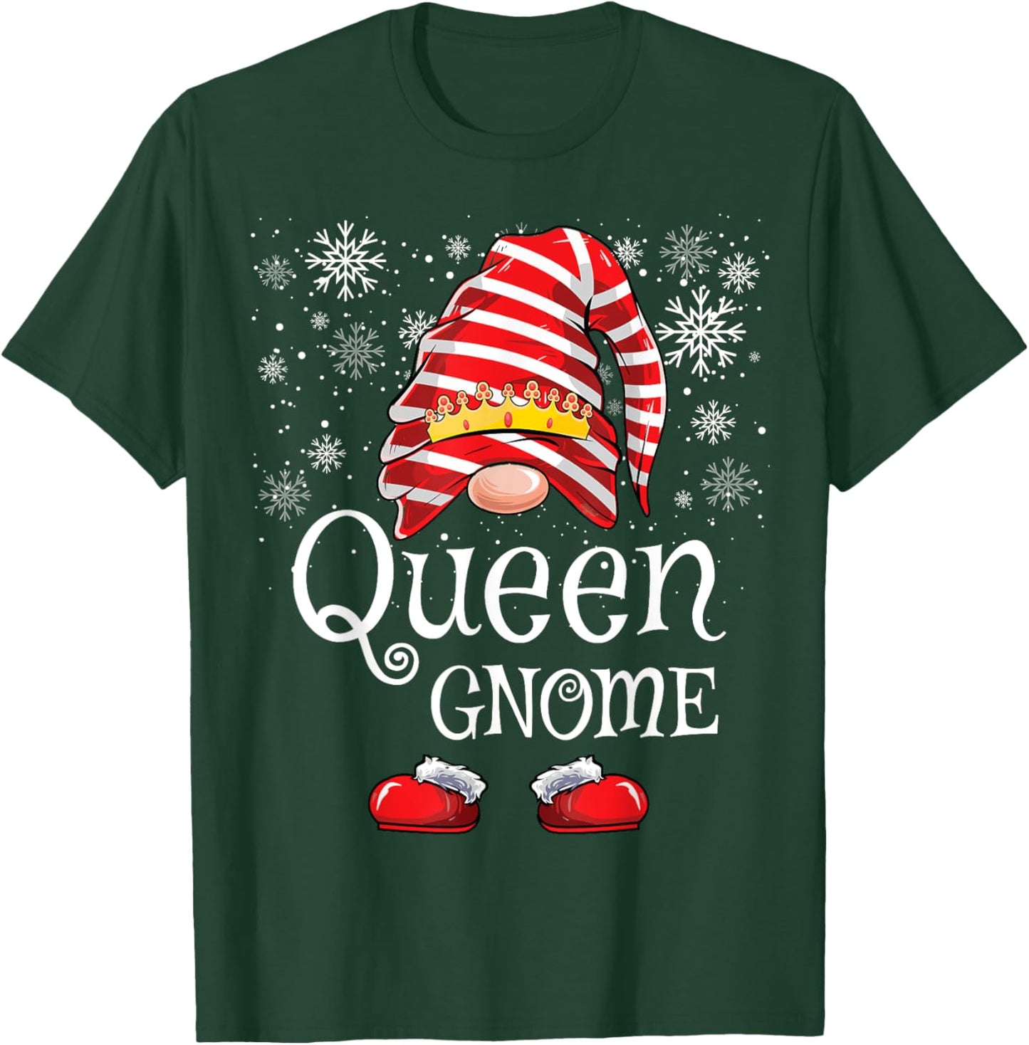 Queen Gnome Matching Family Gnomes Funny Christmas T-Shirt - T-Shirt | Forest