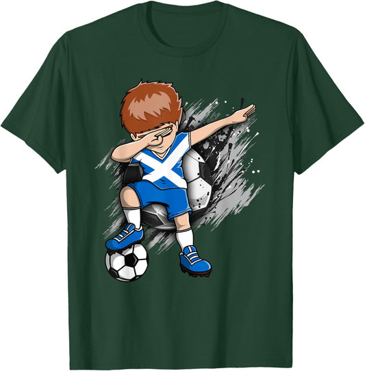 Dabbing Soccer Boy - Scotland Jersey Scottish Football Fans T-Shirt - T-Shirt | Forest