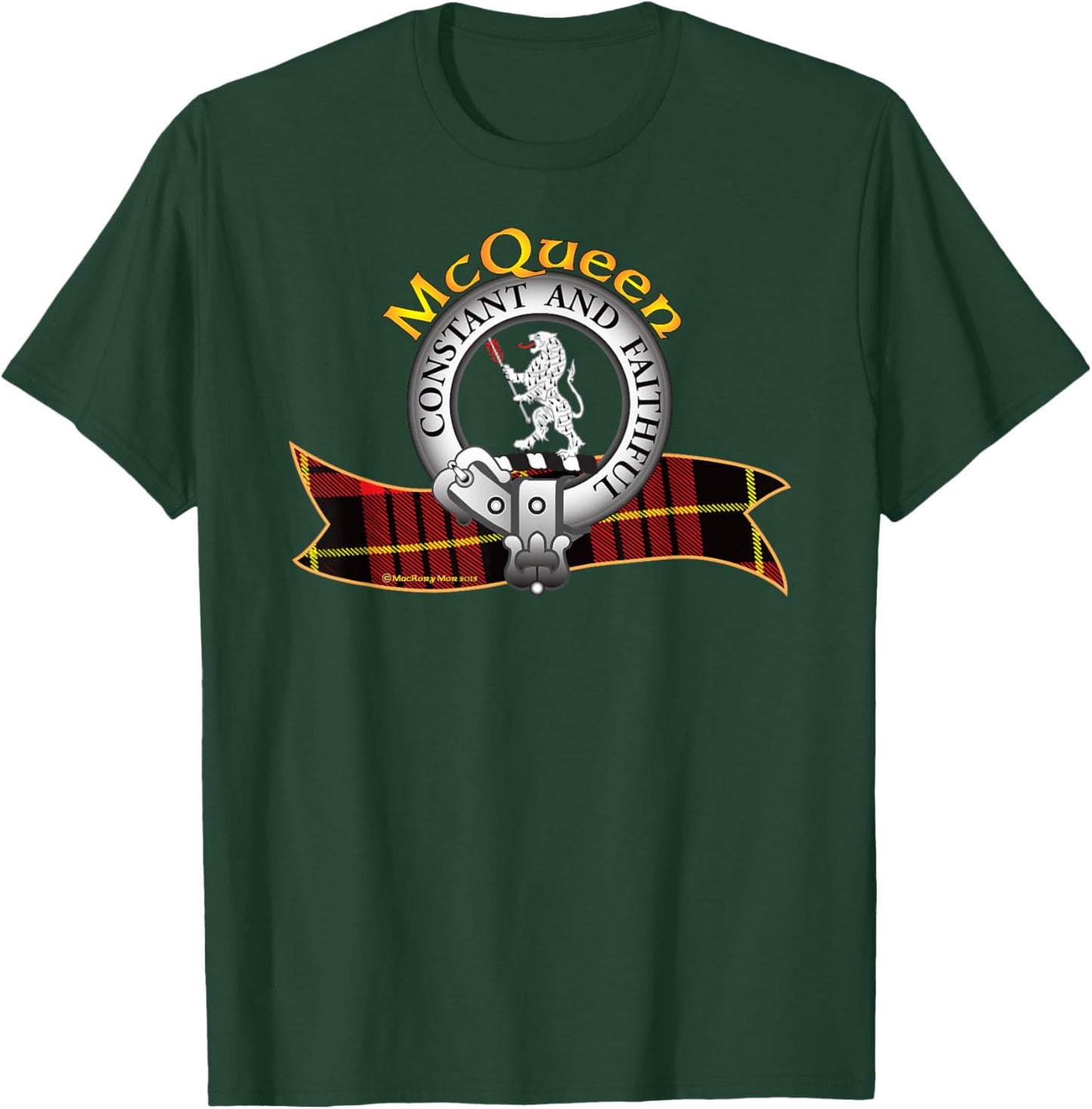 McQueen Clan Tartan Crest Motto T-Shirt - T-Shirt | Forest