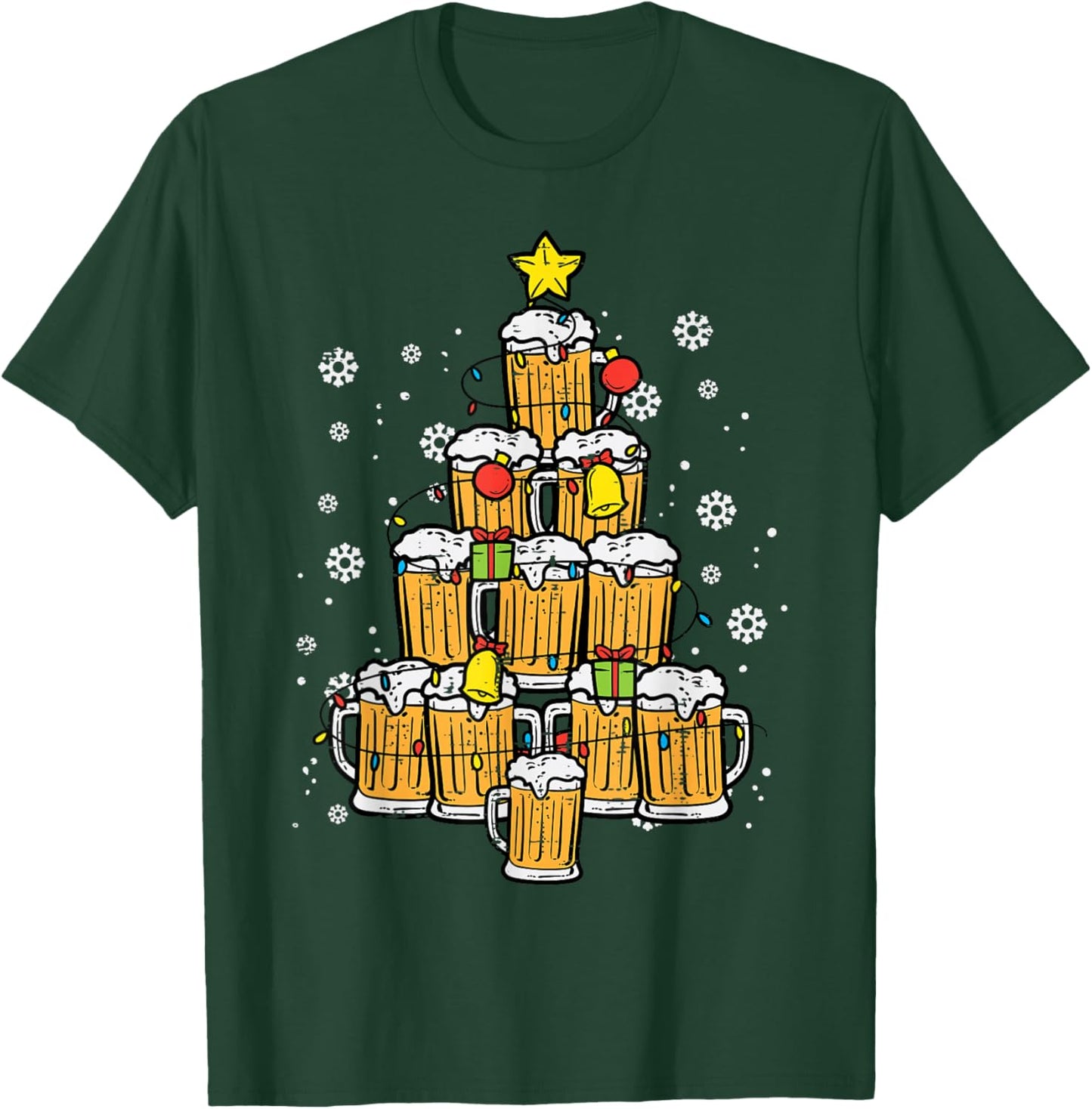 Beer Christmas Tree Xmas Brew Dad Men T-Shirt - T-Shirt | Forest