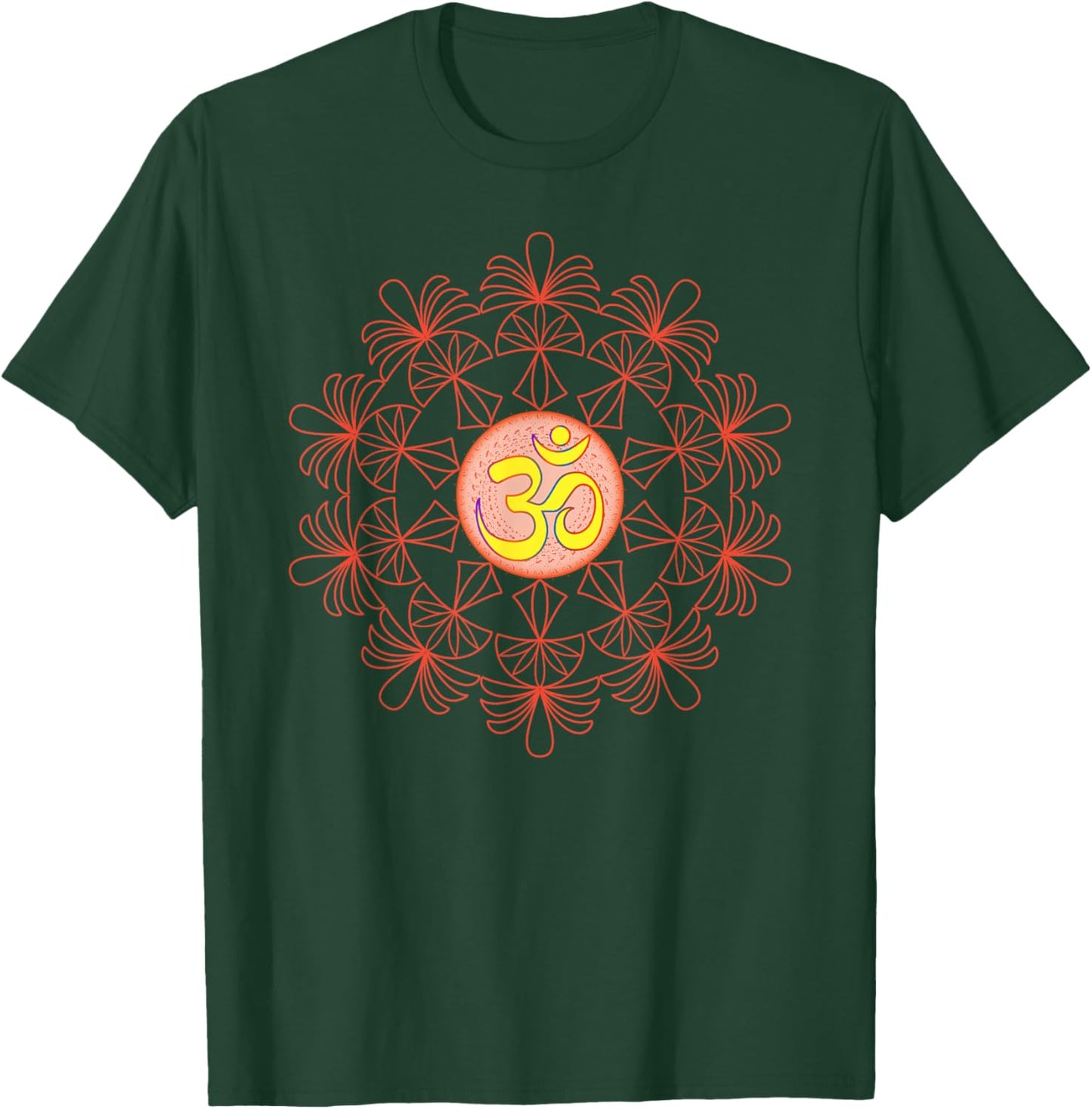 Om Aum Omkara Symbol Spiritual Yoga Meditation Lotus Mandala T-Shirt - T-Shirt | Forest
