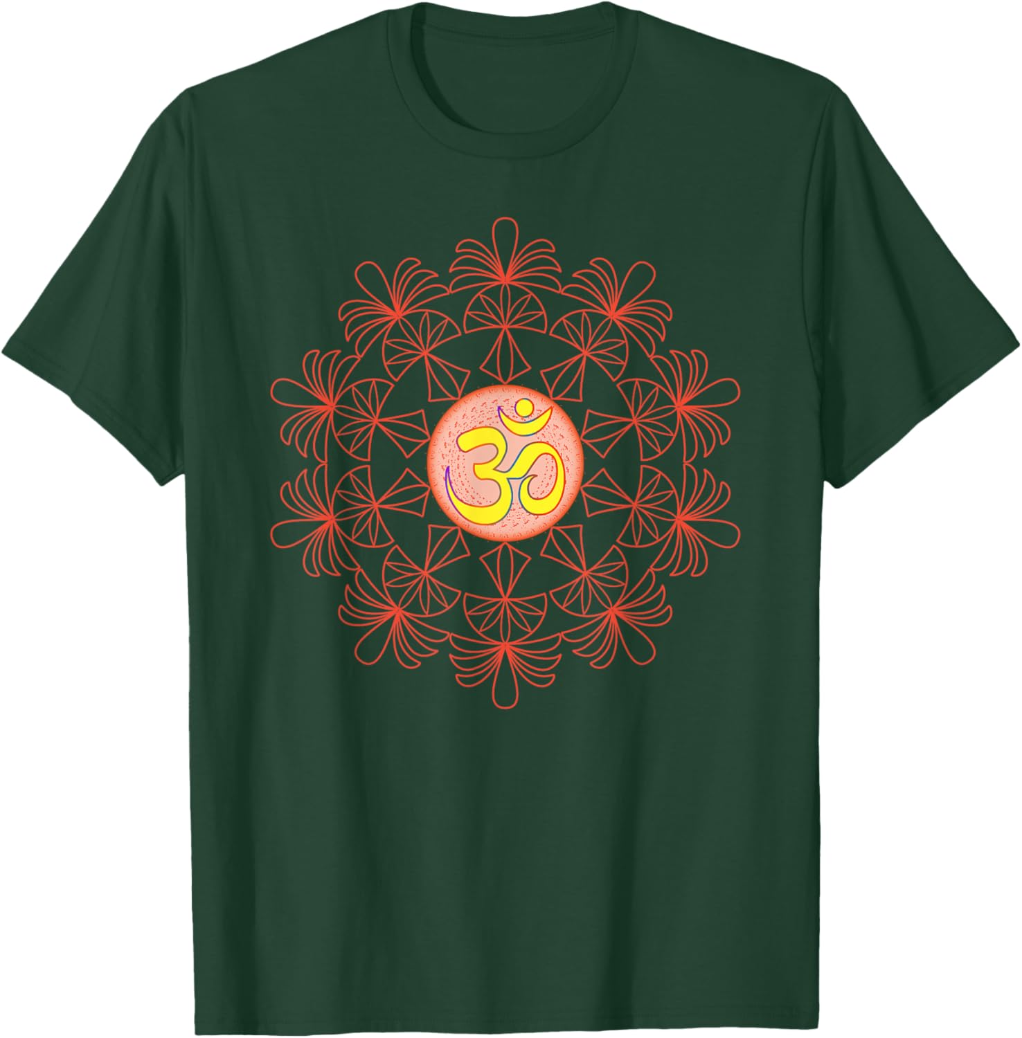 Om Aum Omkara Symbol Spiritual Yoga Meditation Lotus Mandala T-Shirt - T-Shirt | Forest
