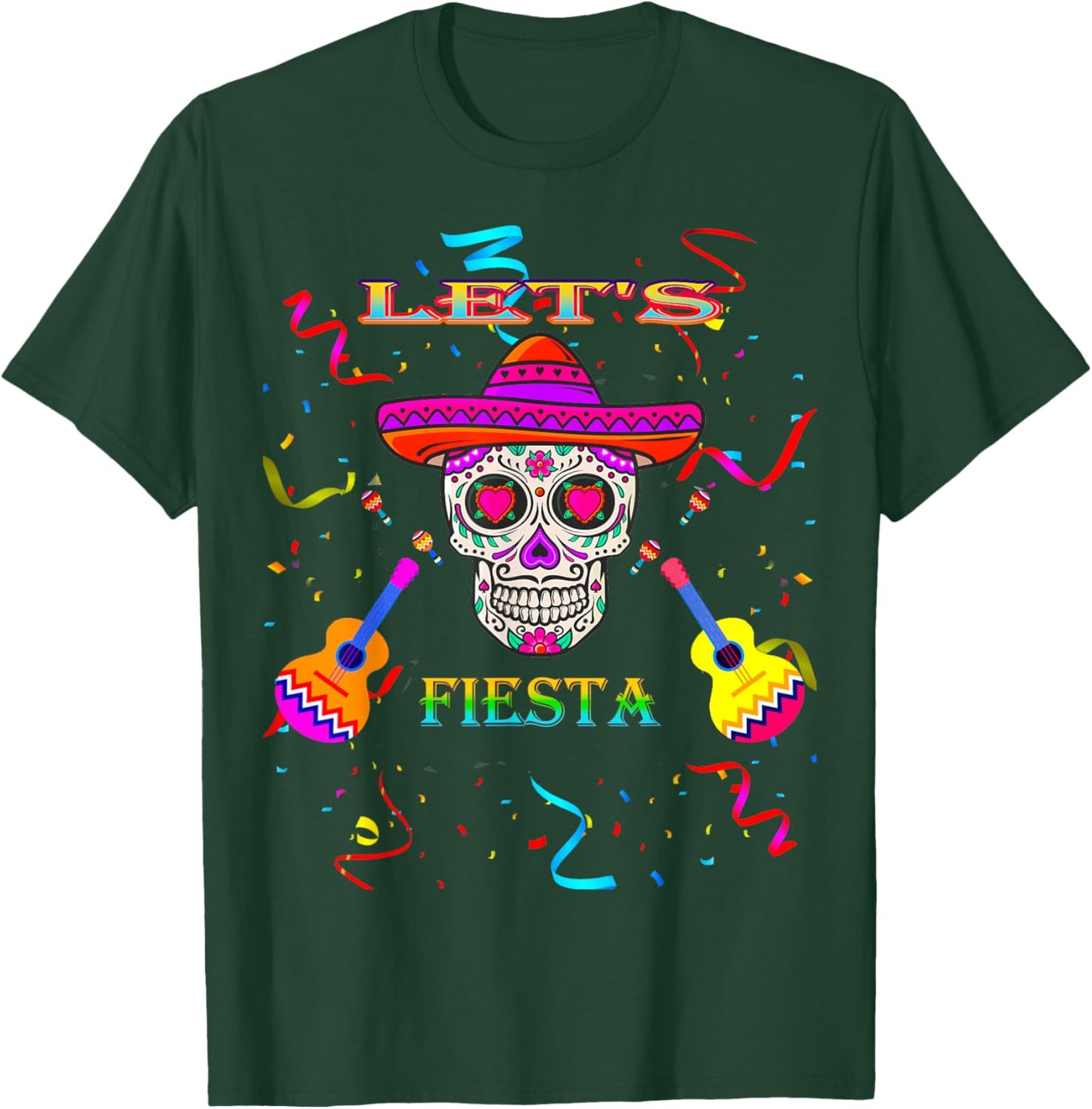 Let's Fiesta, Cinco De Mayo Party day cute Men' Sugar Skull T-Shirt - T-Shirt | Forest