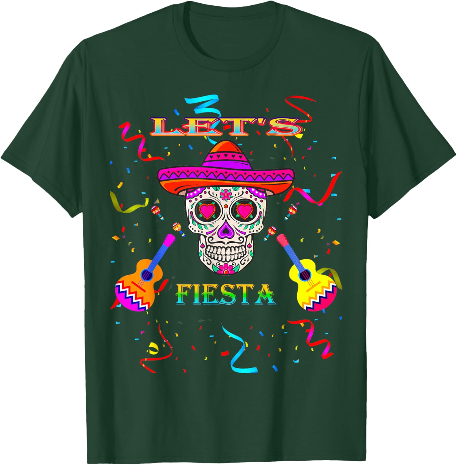 Let's Fiesta, Cinco De Mayo Party day cute Men' Sugar Skull T-Shirt - T-Shirt | Forest