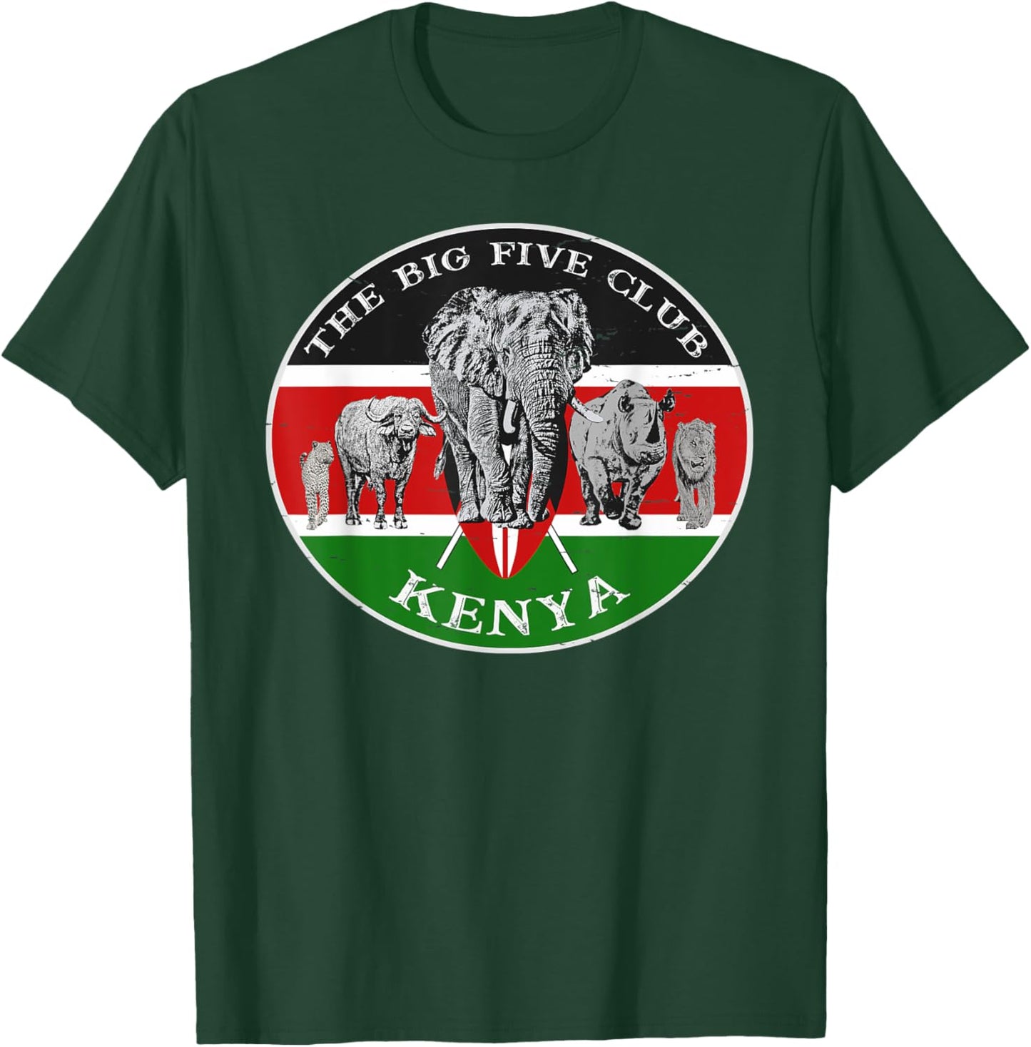 Africa's Big Five on Kenya Flag T-Shirt - T-Shirt | Forest