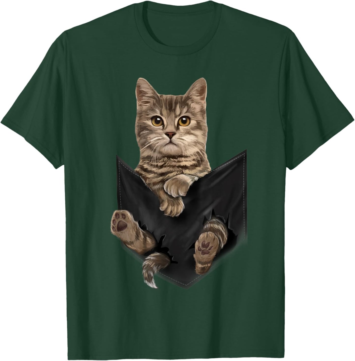 Brown Cat Sits in Pocket Cats Shirt Gifts T-Shirt - T-Shirt | Forest