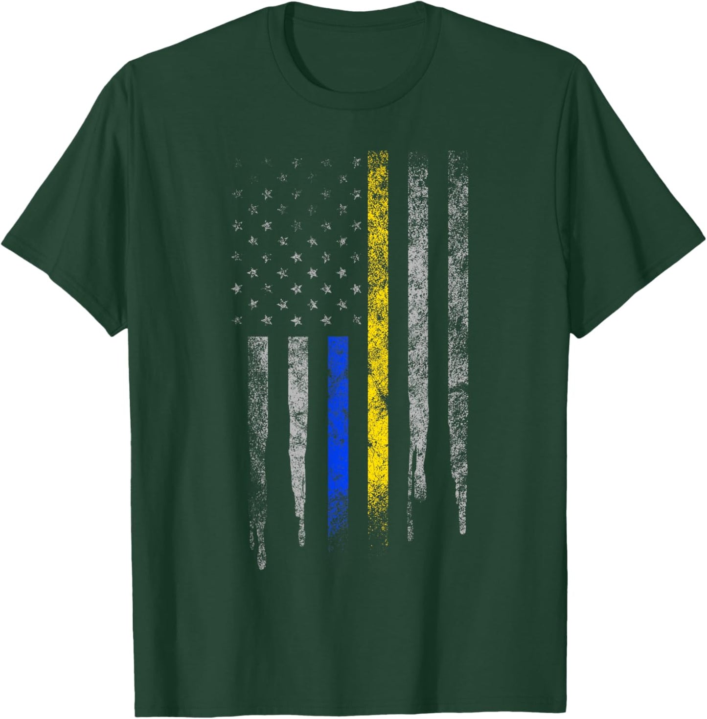 Gold Blue Line 911 Police Dispatcher First Responder T-Shirt - T-Shirt | Forest