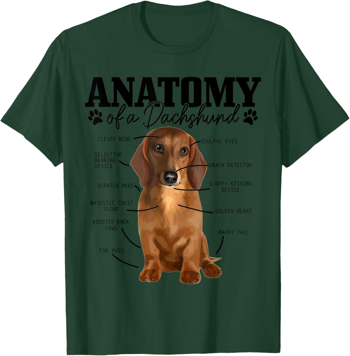 Anatomy Of A Dachshund Funny Cute Wiener Dog Mom Dad T-Shirt - T-Shirt | Forest