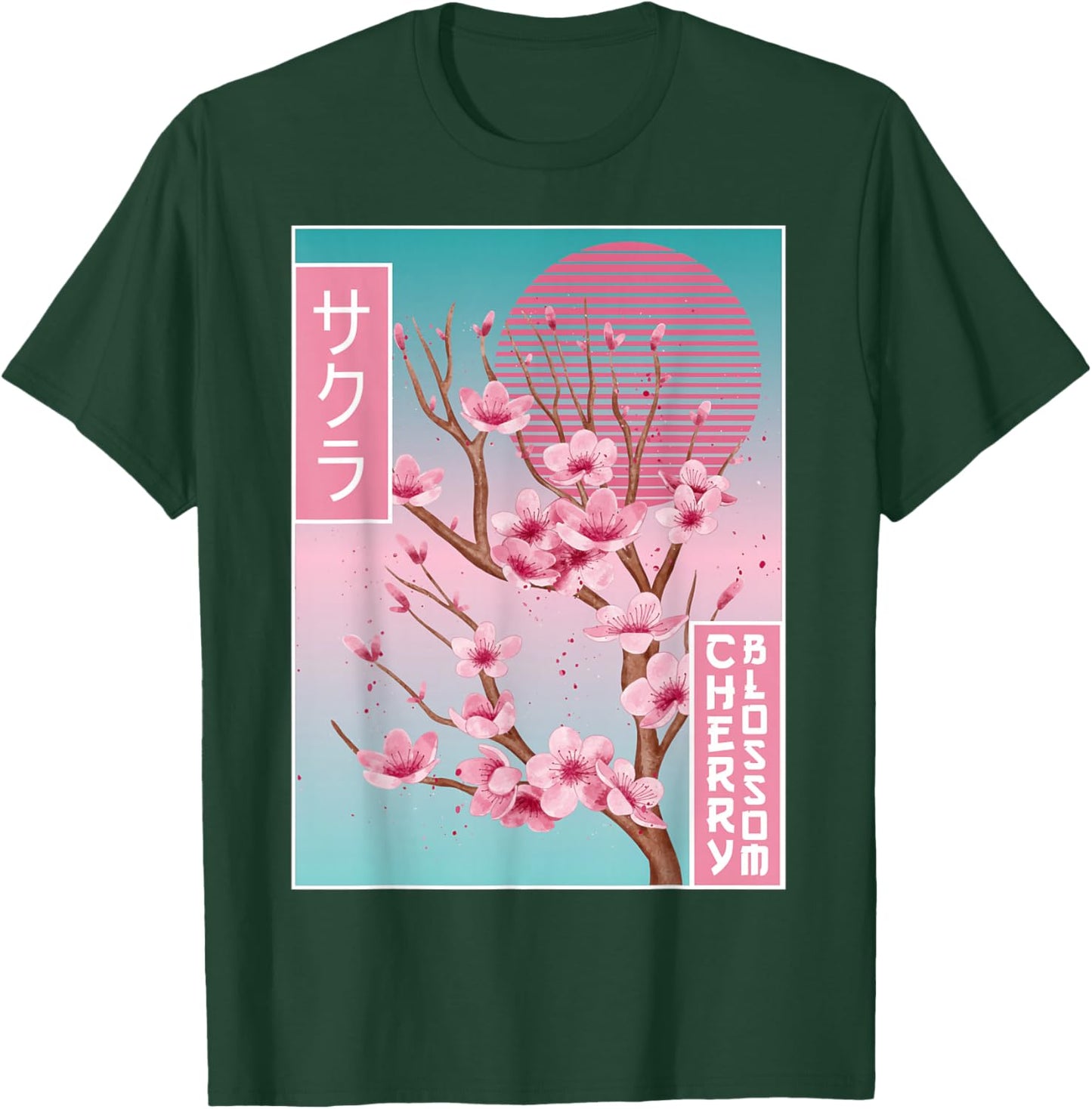 Cherry Blossom Japanese Sakura Vaporwave Aesthetic T-Shirt - T-Shirt | Forest