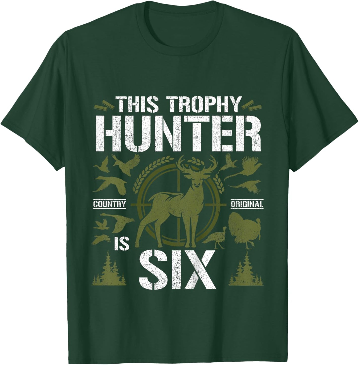 6 Year Old Hunting Birthday Party Duck Deer Hunter 6th Gift T-Shirt - T-Shirt | Forest