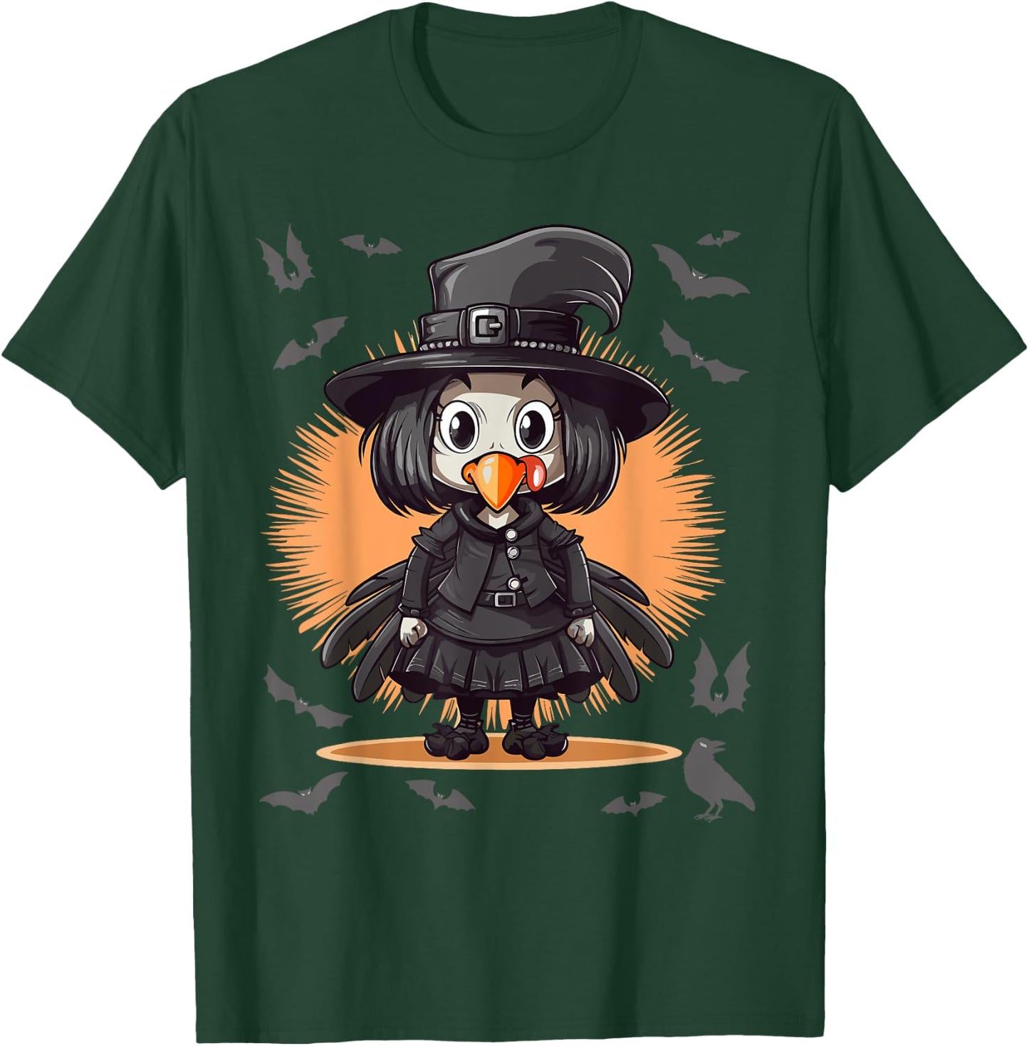 Goth Girl Turkey Outfit - Gothic Turkey Goth Thanksgiving T-Shirt - T-Shirt | Forest