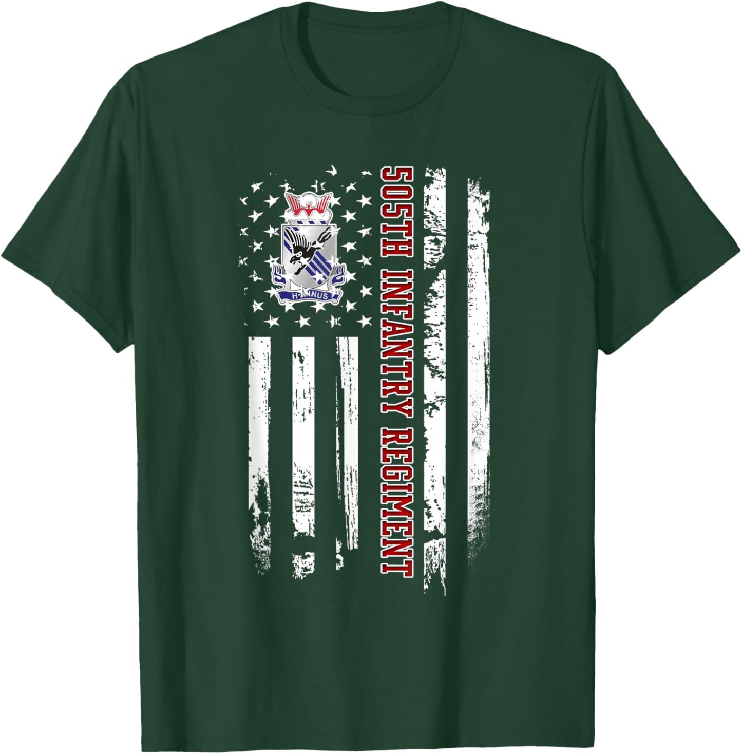 505th Infantry Regiment Veteran USA Flag Veterans Day Xmas T-Shirt - T-Shirt | Forest