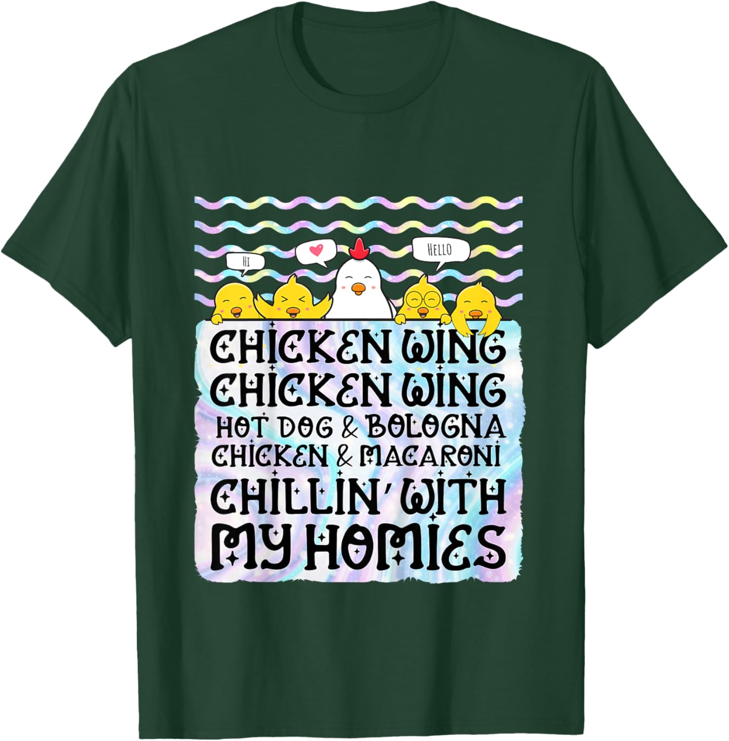 Kids Chicken Wing Chicken Wing Hot Dog and Bologna Macaroni T-Shirt - T-Shirt | Forest